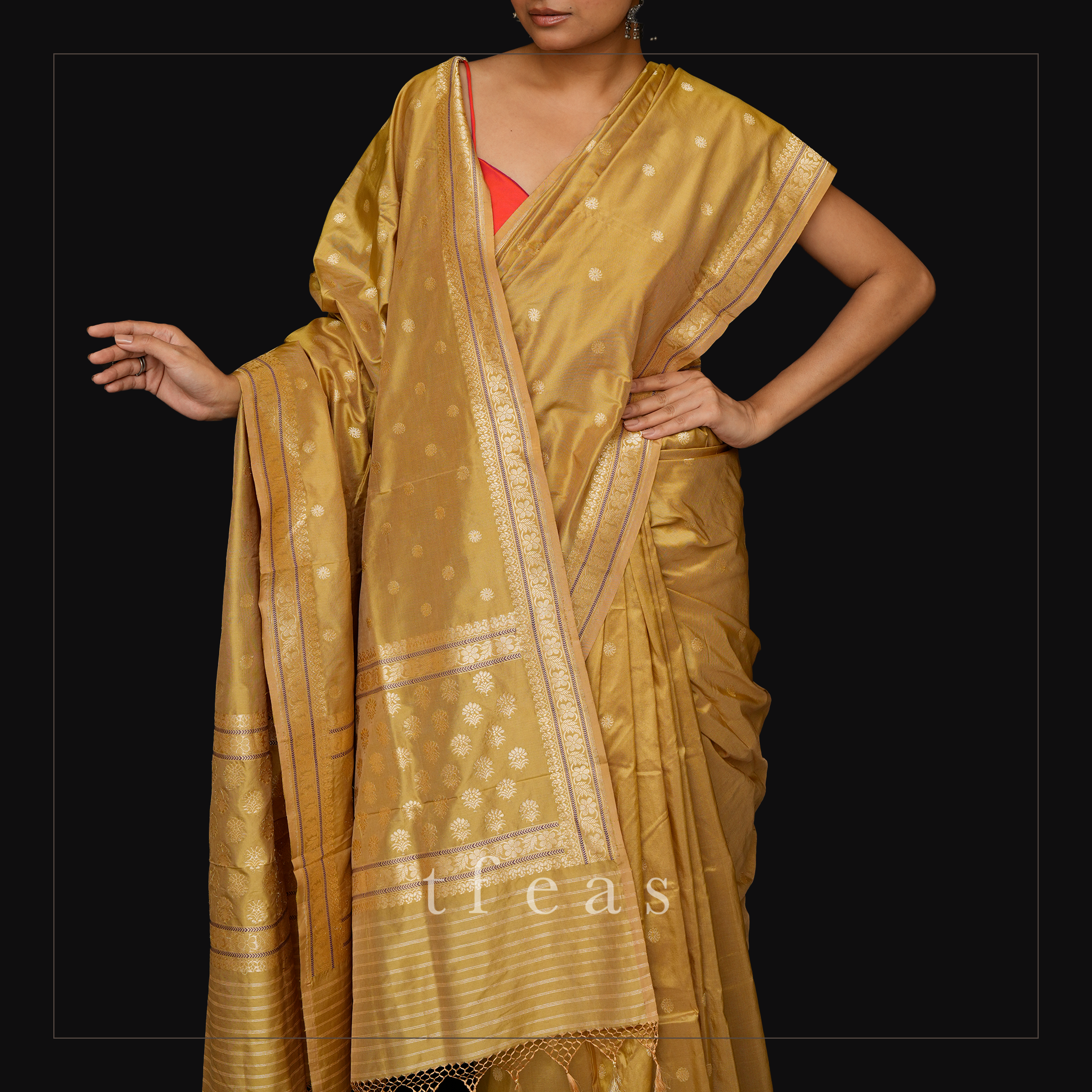 Khadwa Benarasi in Shot Colour - Beige