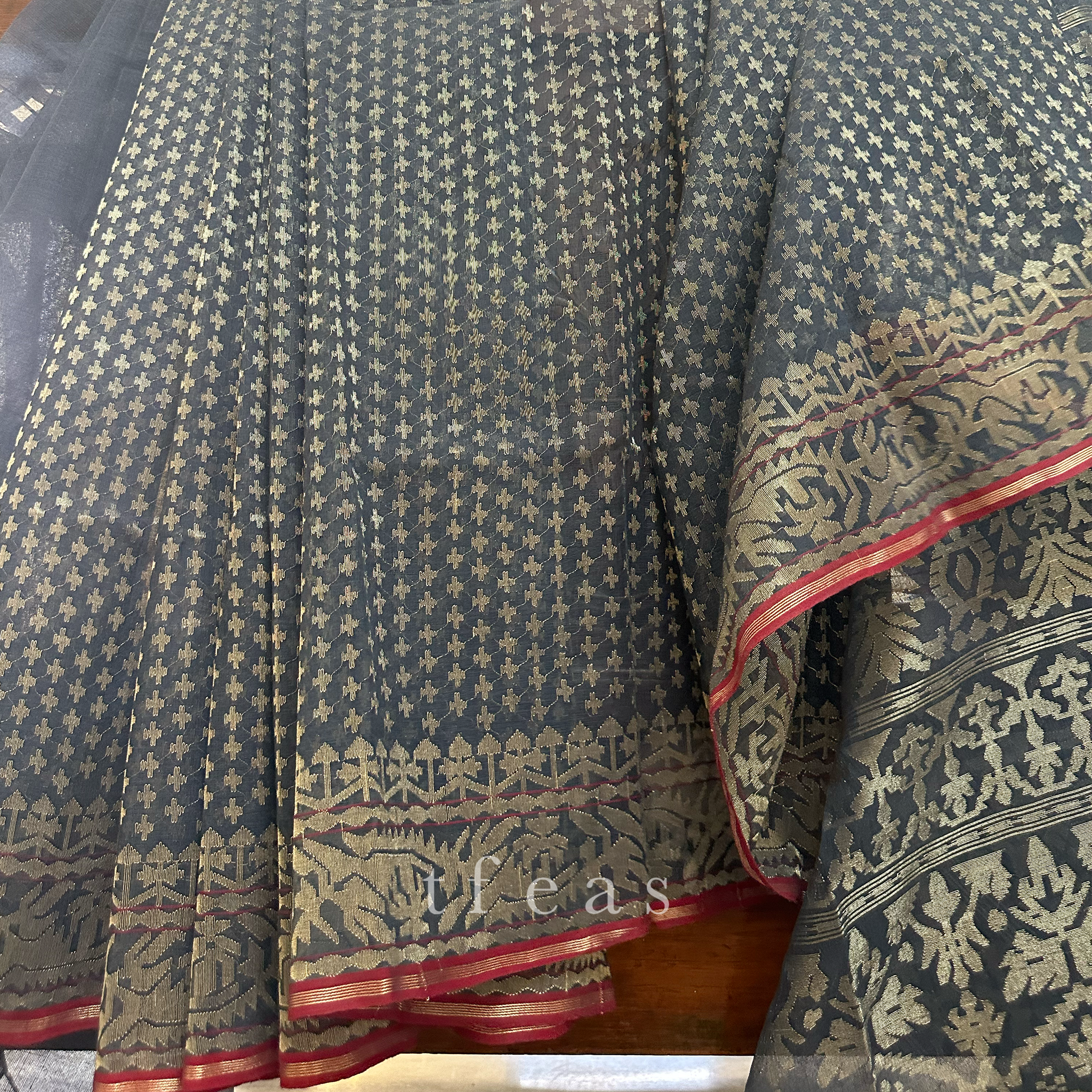 Indigo and Silver Grand Dhakai Jamdani