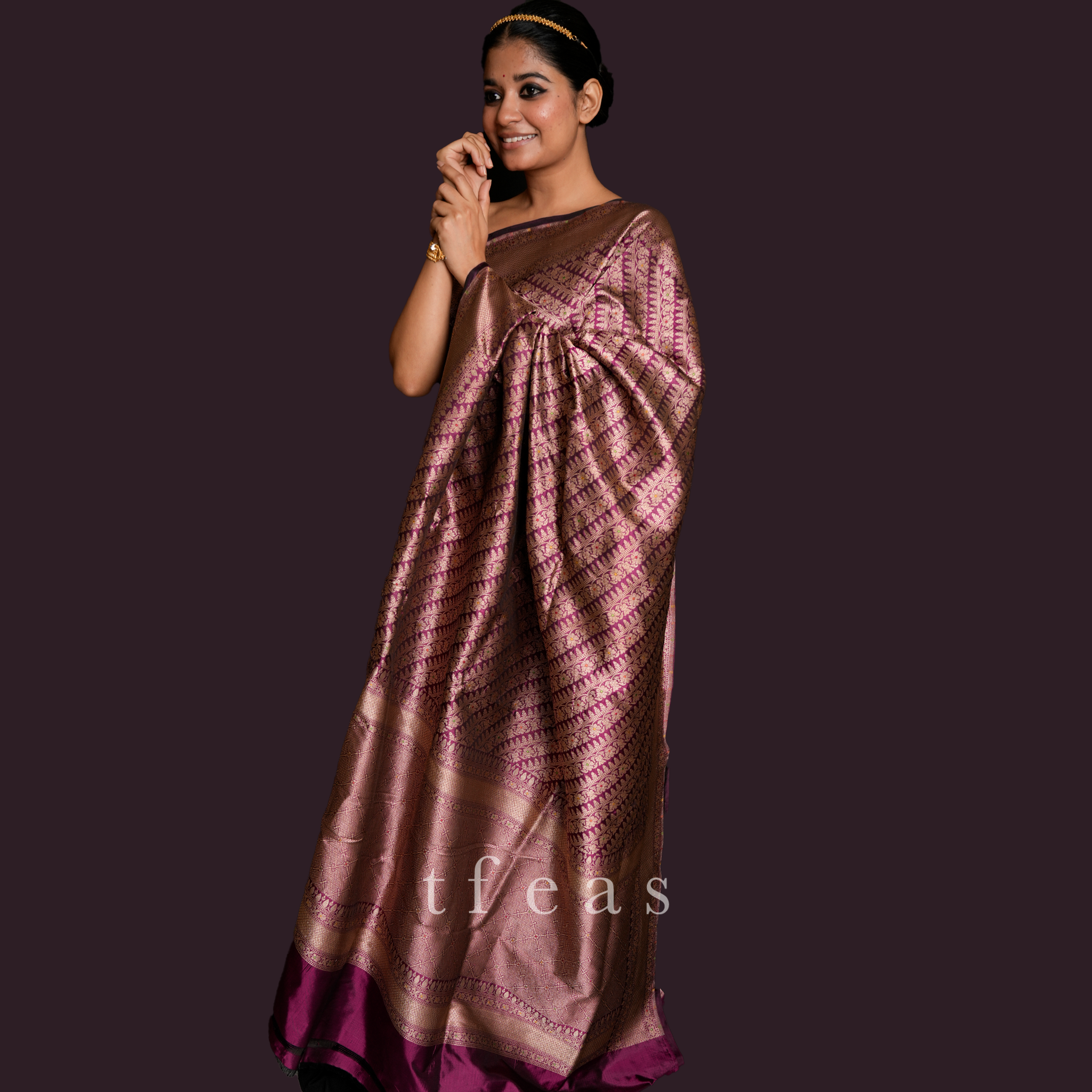 Purple Ada Brocade Benarasi Saree