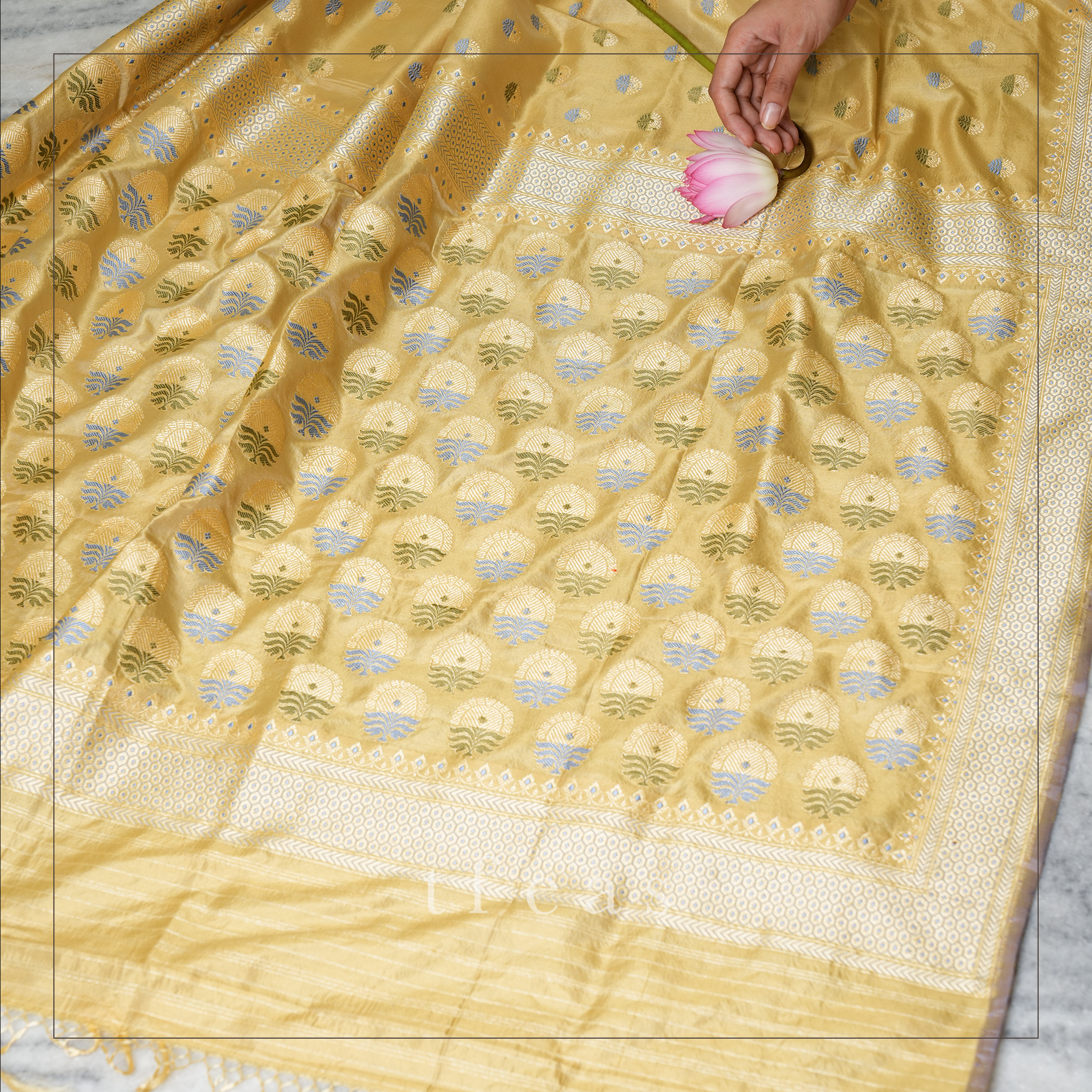 Natural Dyed Benarasi with Latifa Minakari Khadwa Buti