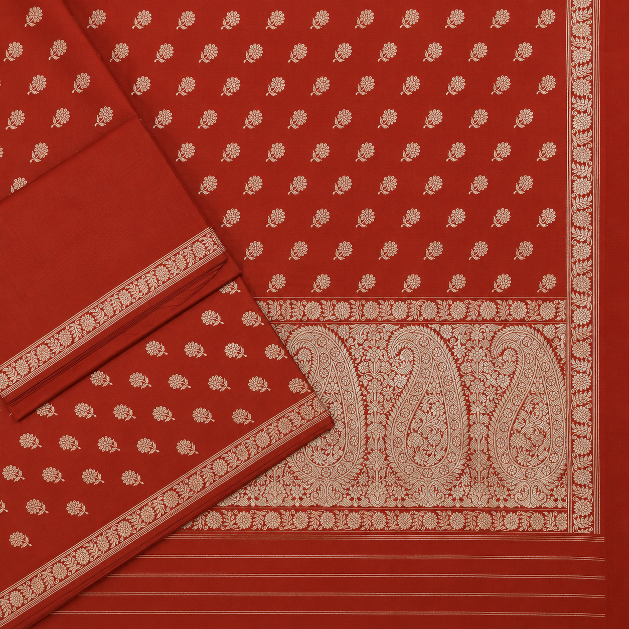 Orangish Red Khadwa Buti Benarasi
