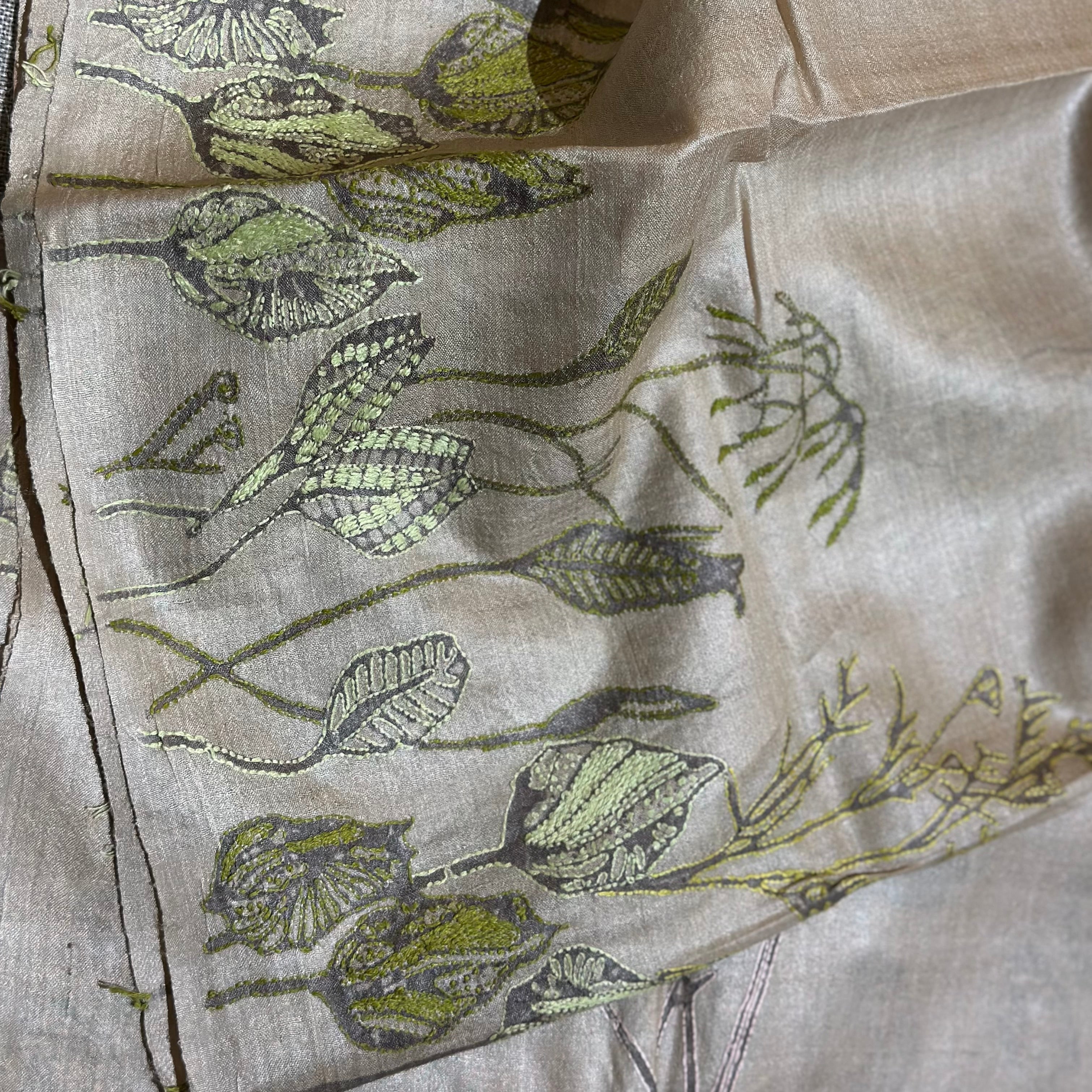 Botanical Natural Dyed Handwoven Tussar with Kantha