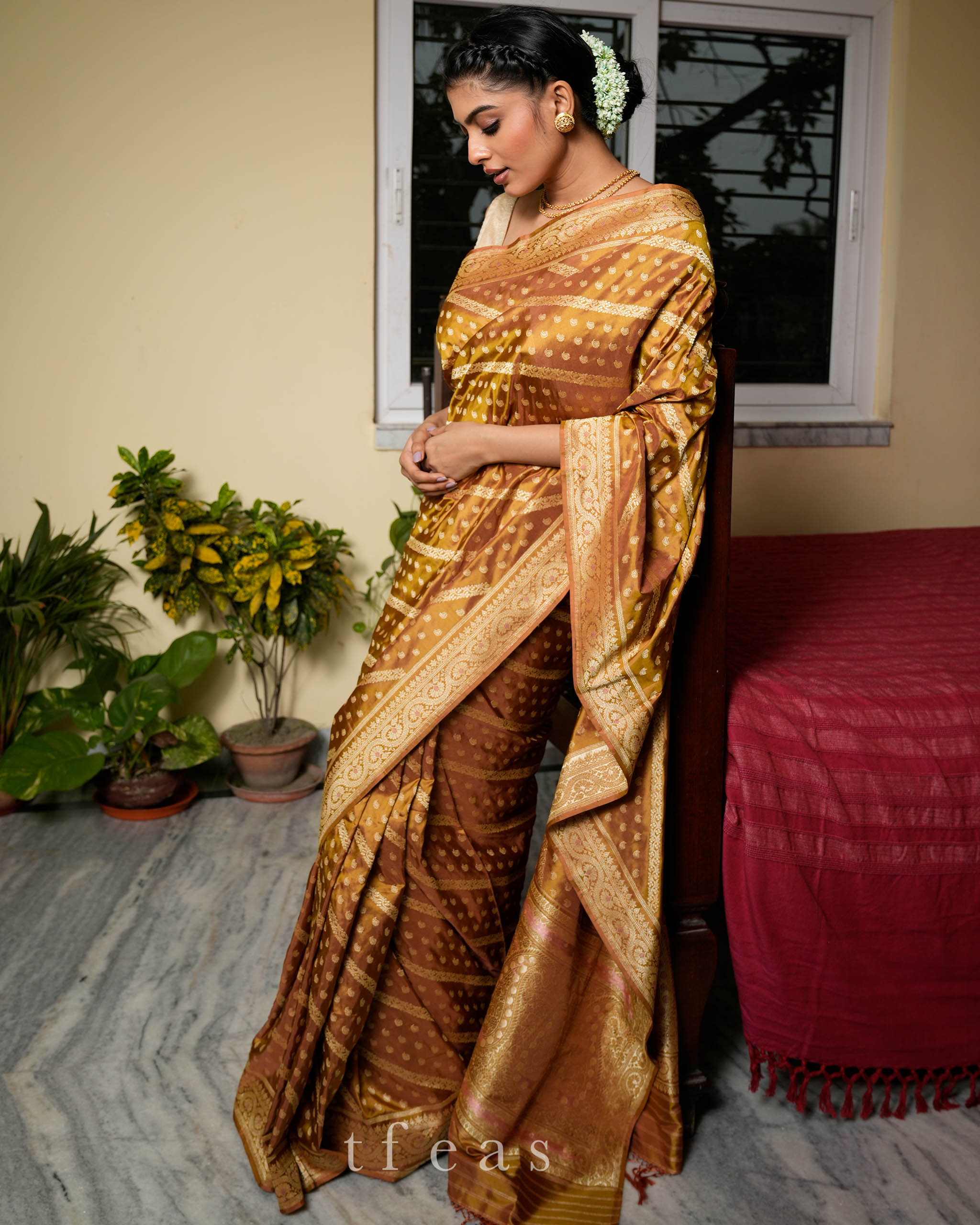 Natural Dyed Benarasi Khadwa Ada