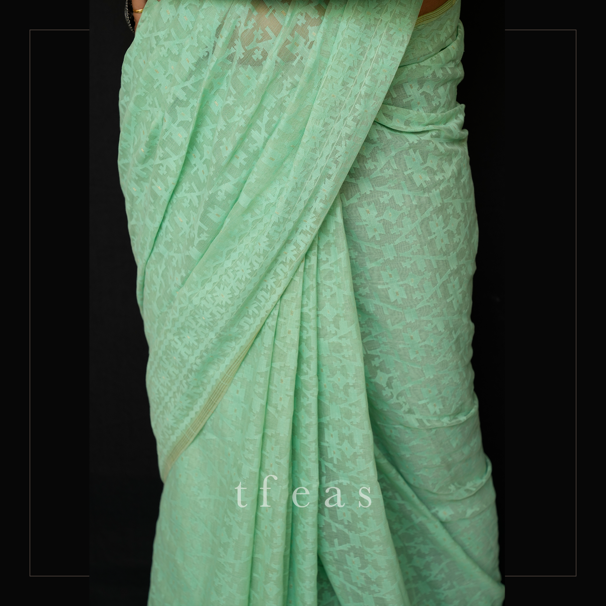 Mint/Sea Green Grand Dhakai Jamdani Saree