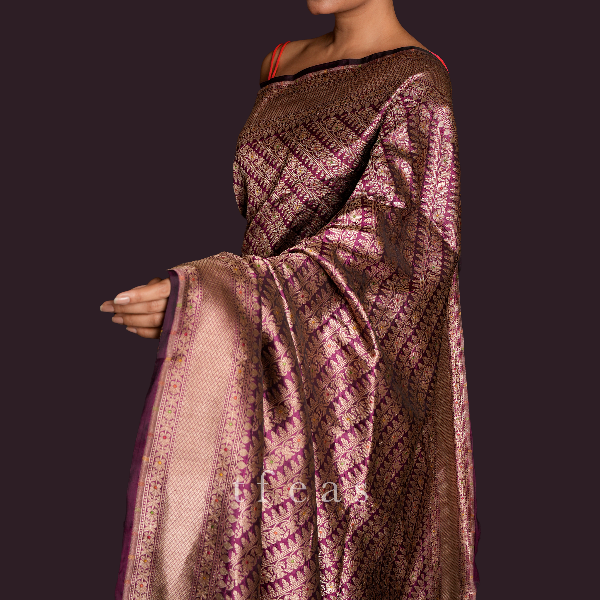 Purple Ada Brocade Benarasi Saree