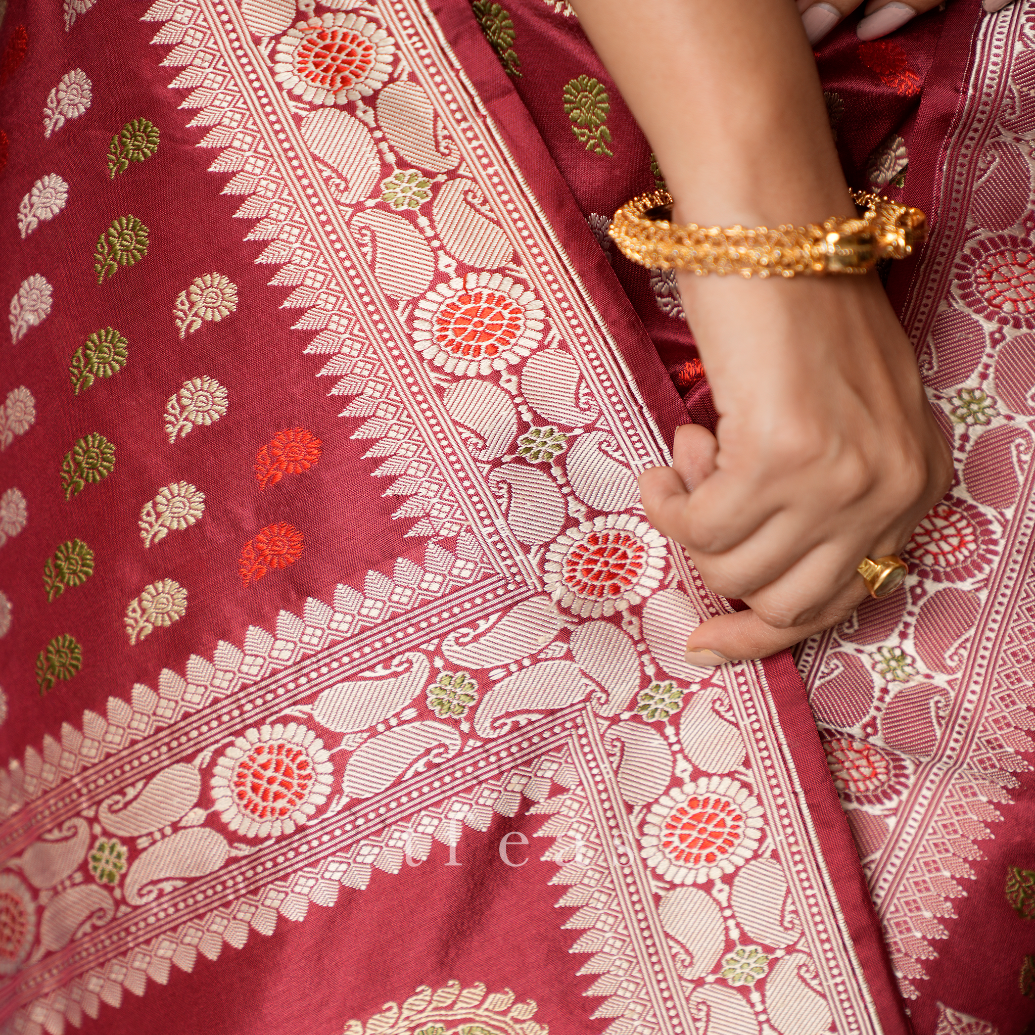 Red Baluchari with Paisley from Benaras