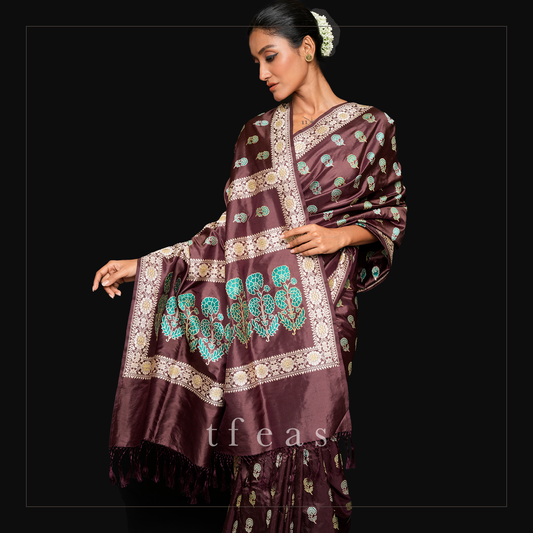 Brown Revival Baluchari Saree