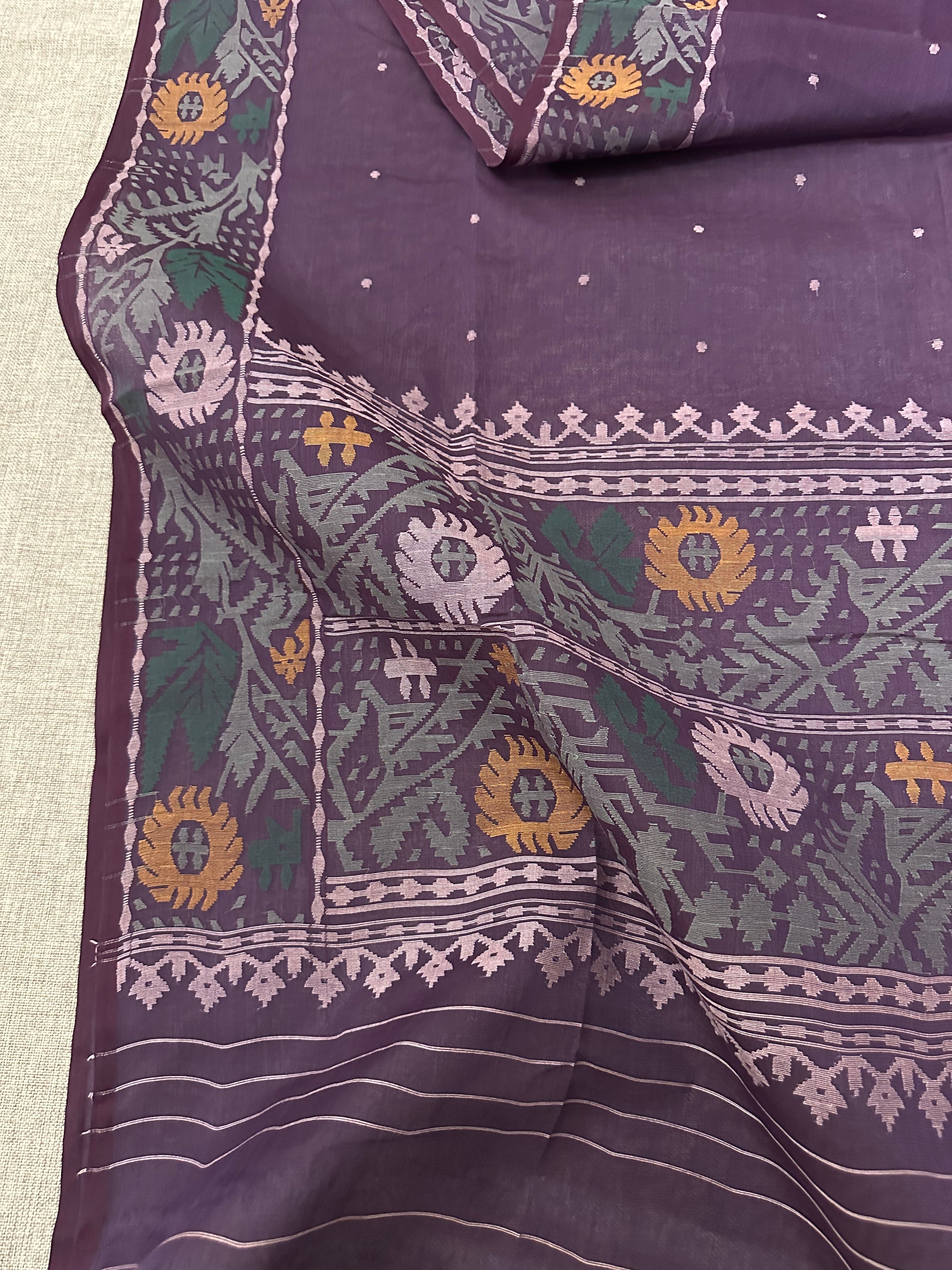Grape Jam Multicolour Floral Dhakai Jamdani