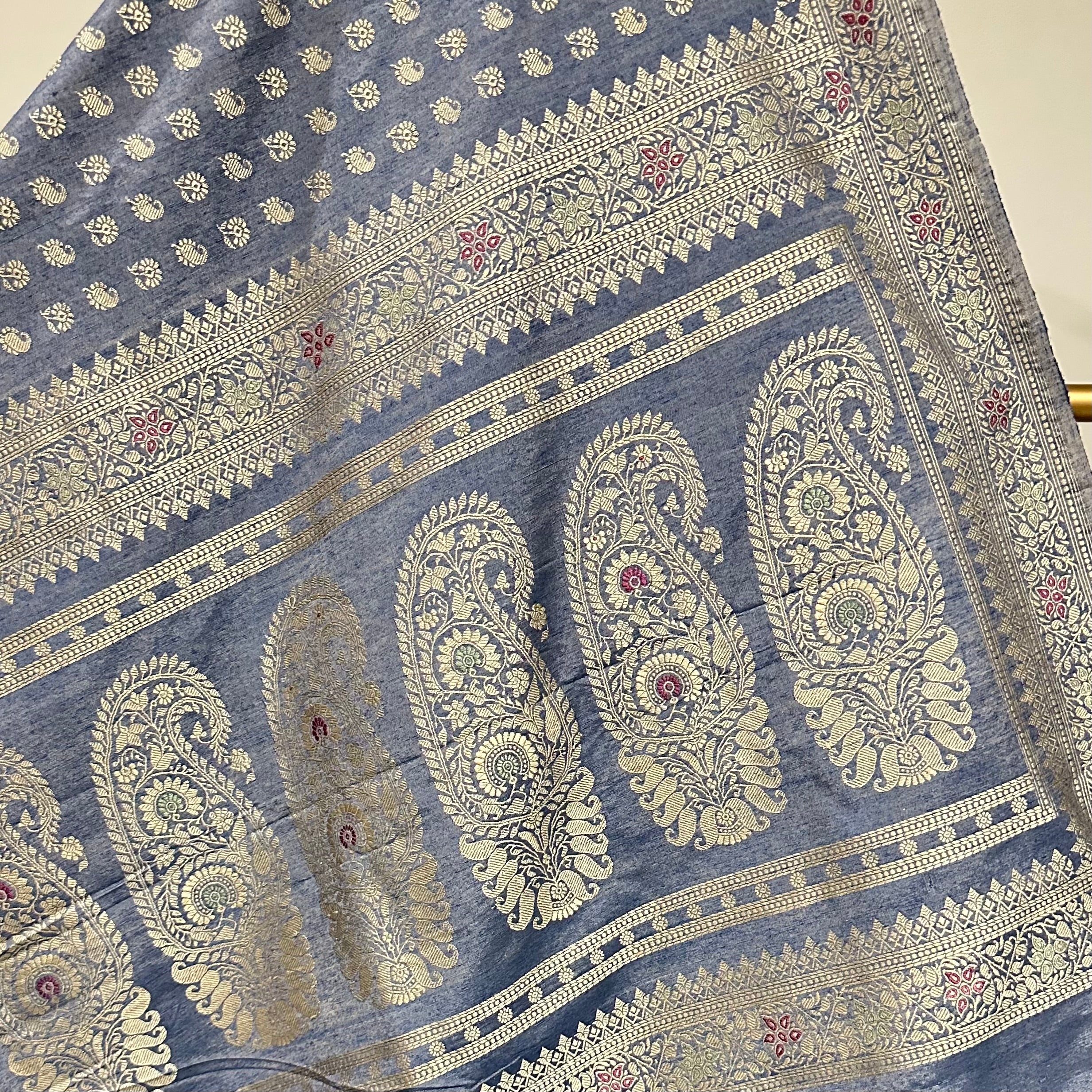 Indigo Eri Baluchari Saree with Paisley in the Palla