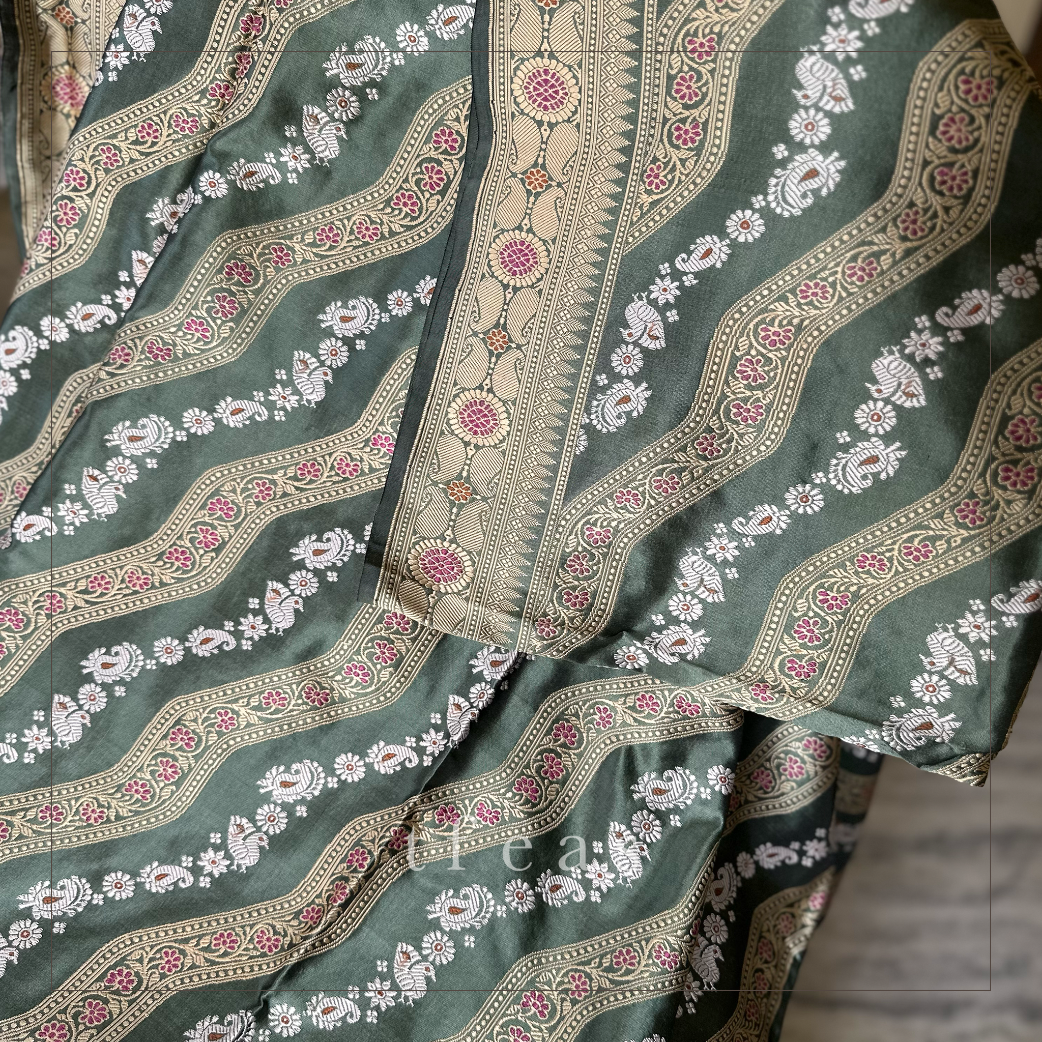 Moss Green Ada Revival Baluchari