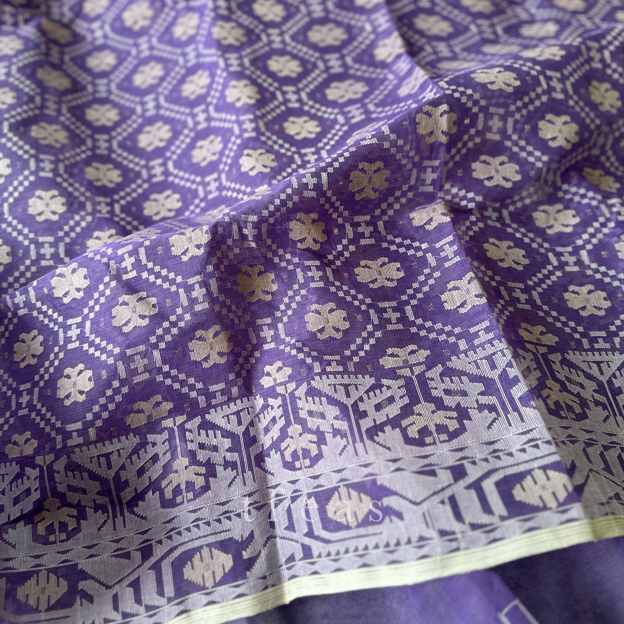 Lavender with Beige Dhakai Jamdani