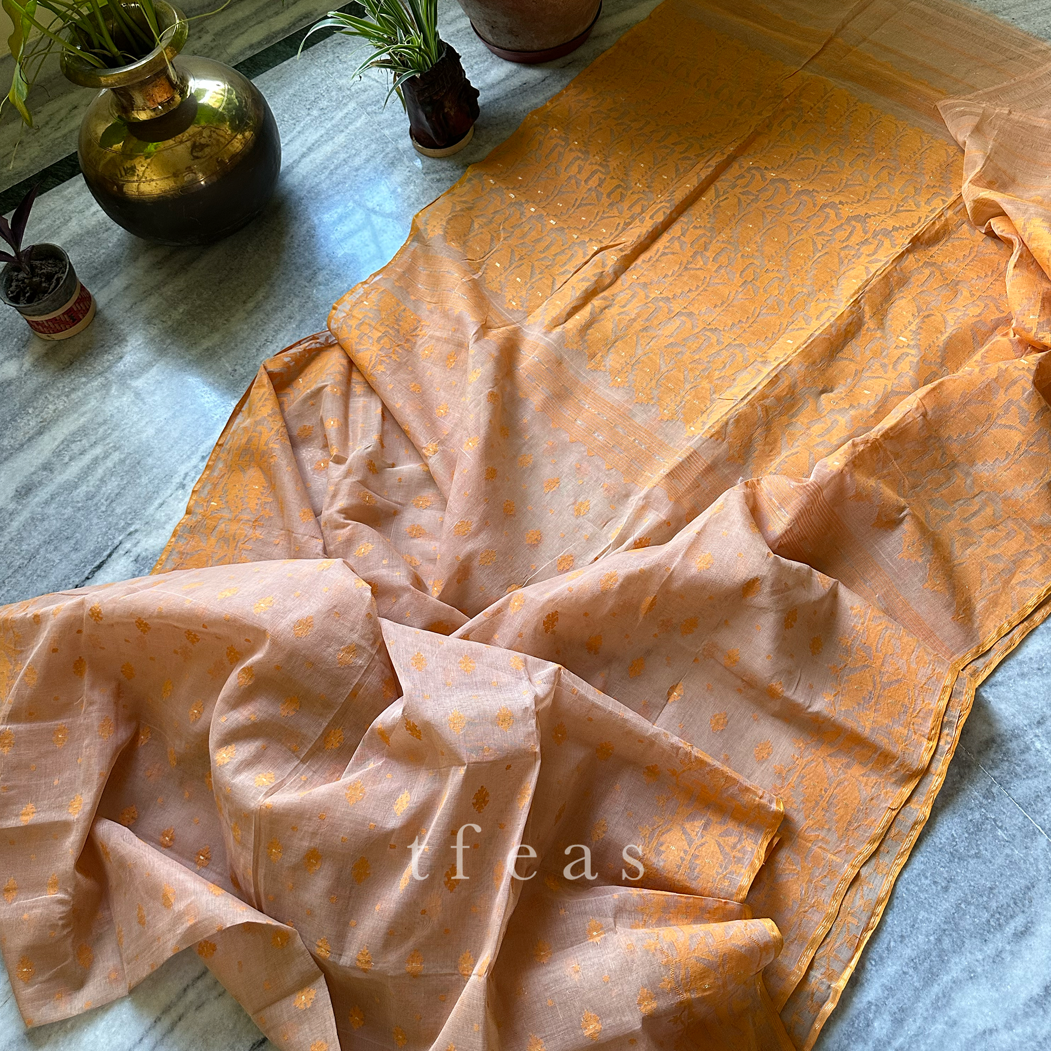 Blush and Orange Dhakai Jamdani