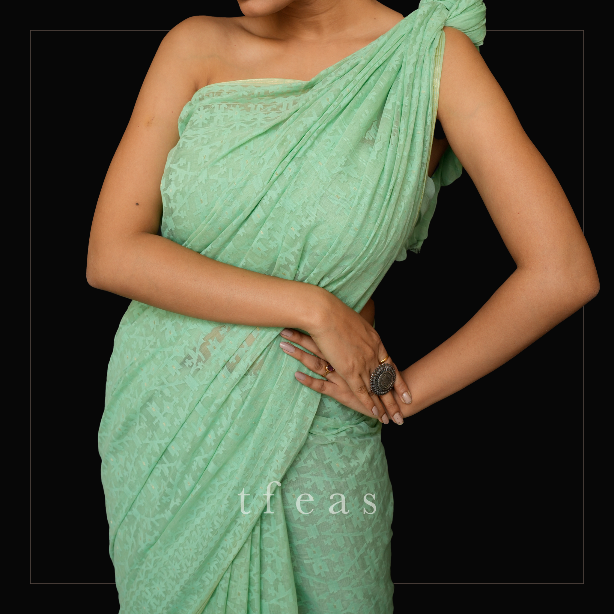 Mint/Sea Green Grand Dhakai Jamdani Saree