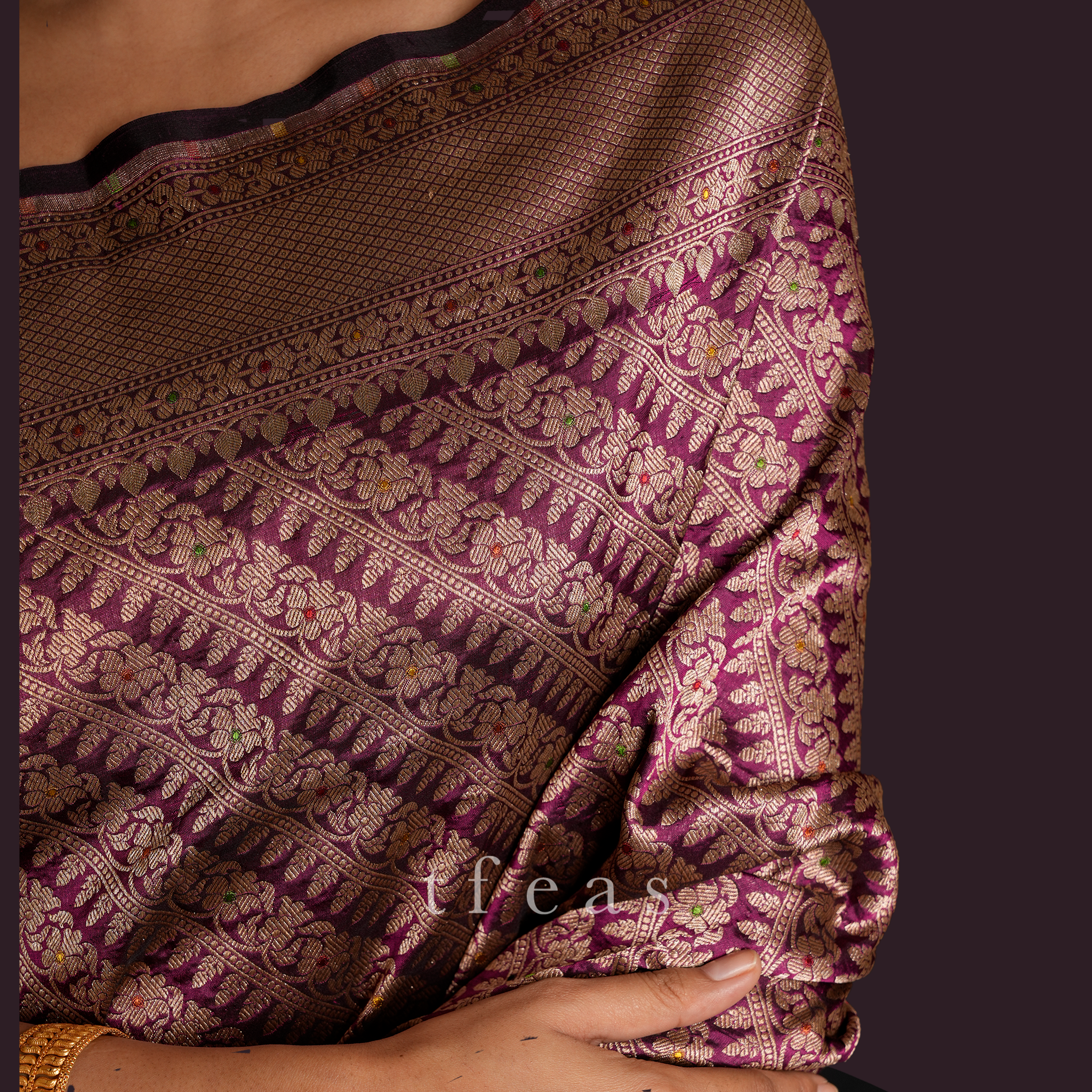 Purple Ada Brocade Benarasi Saree