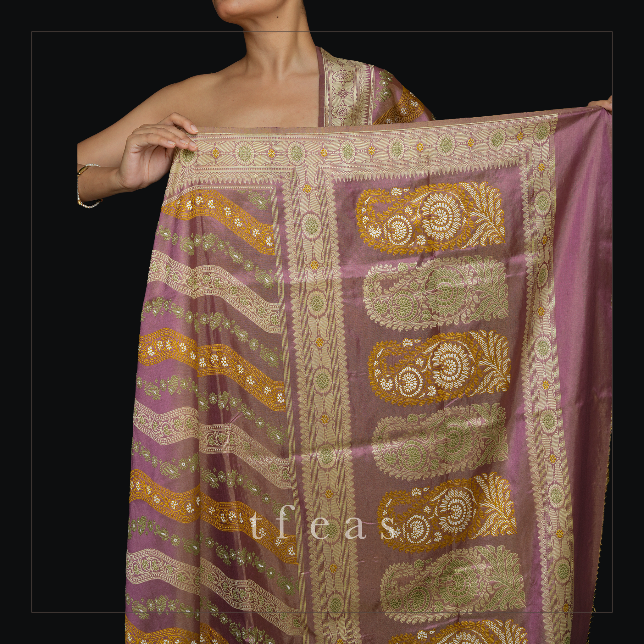 Pink and Mustard Ada Revival Baluchari