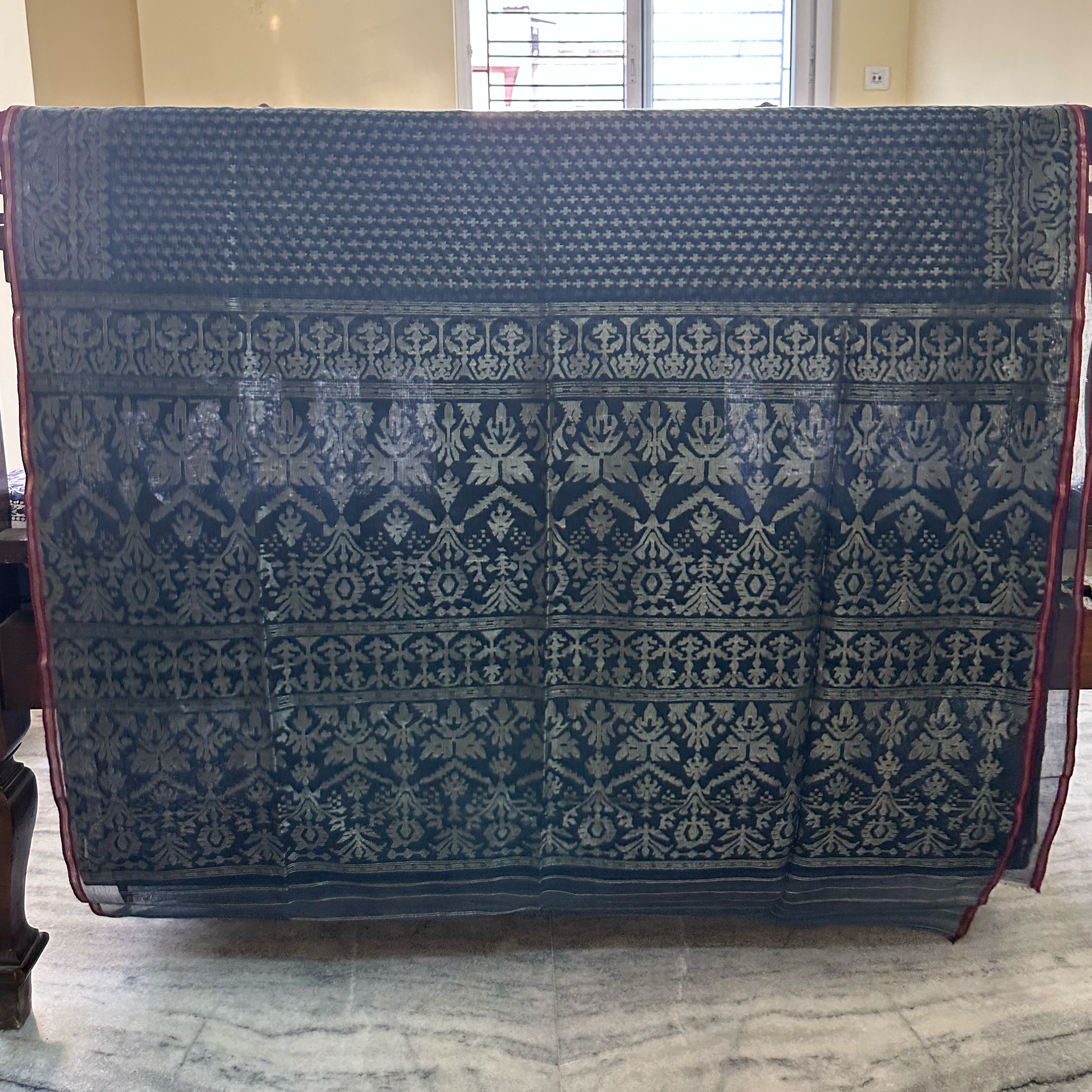 Indigo and Silver Grand Dhakai Jamdani