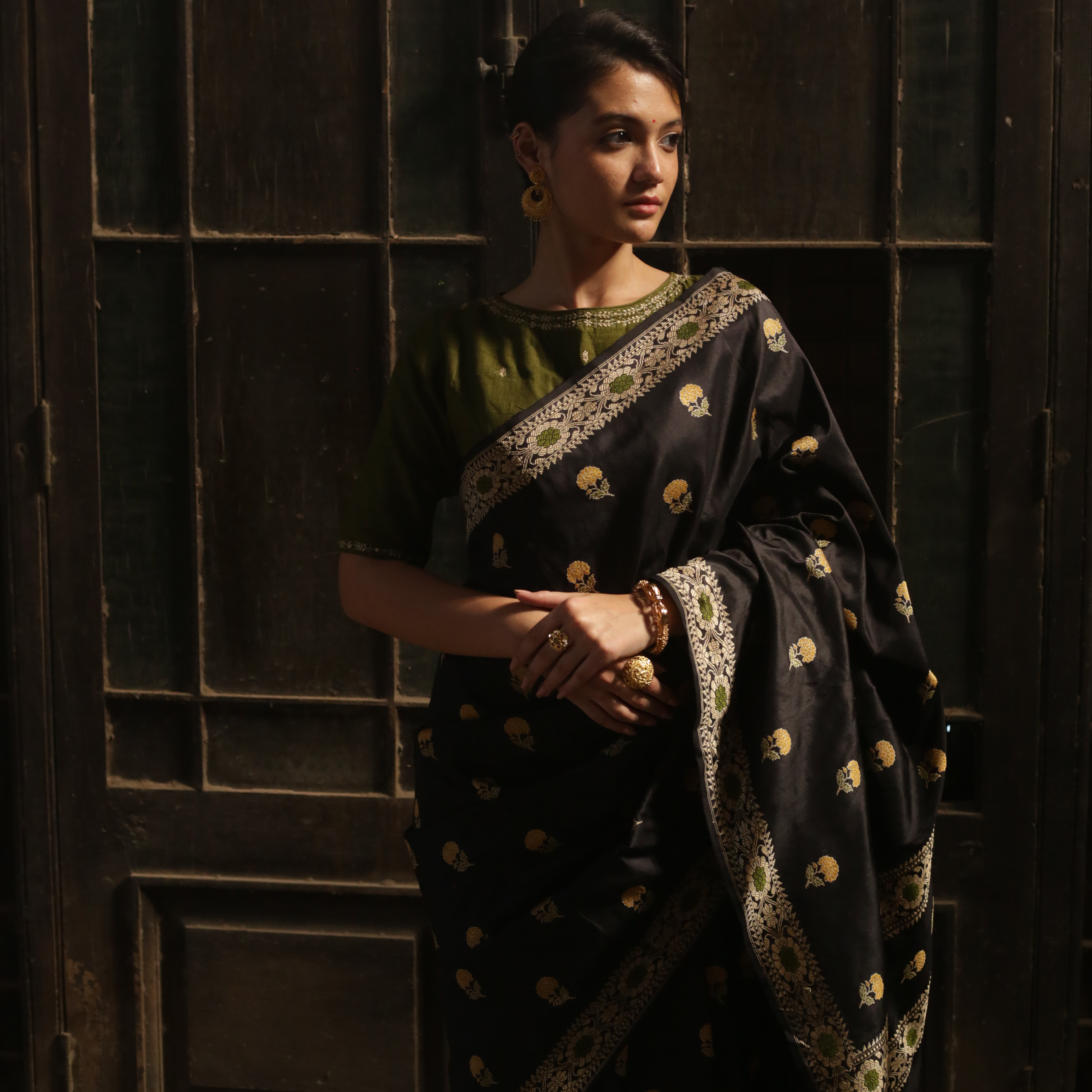 Black with Yellow Revival Baluchari Saree