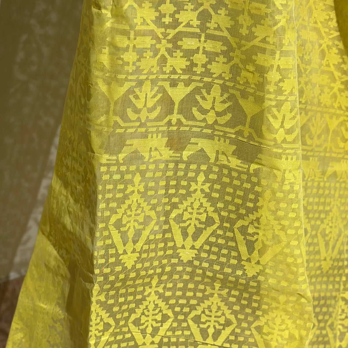 Yellow Jaal Dhakai Jamdani Saree