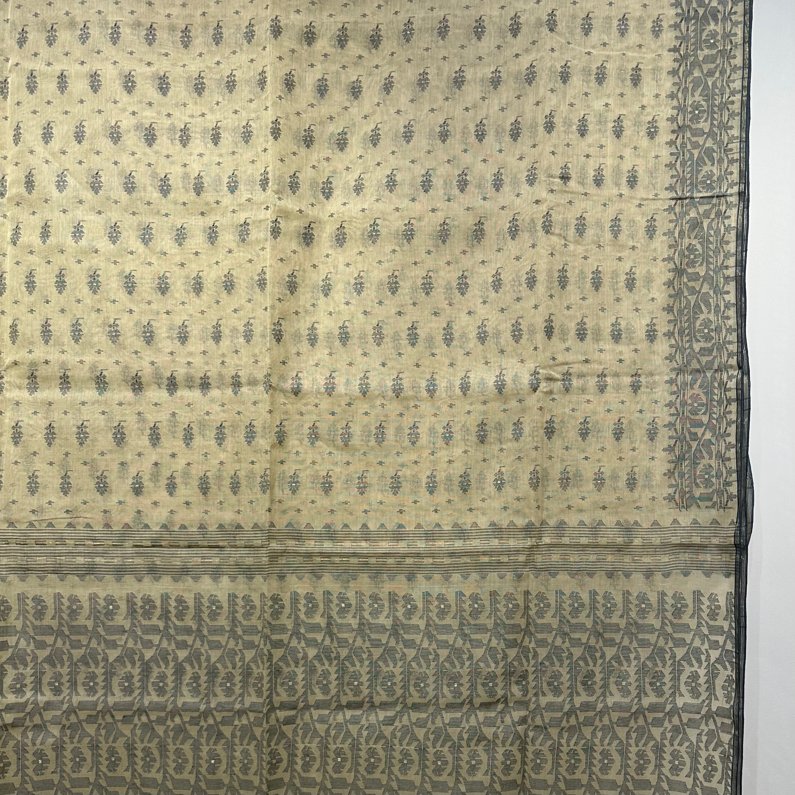 Beige and Grey Dhakai Jamdani