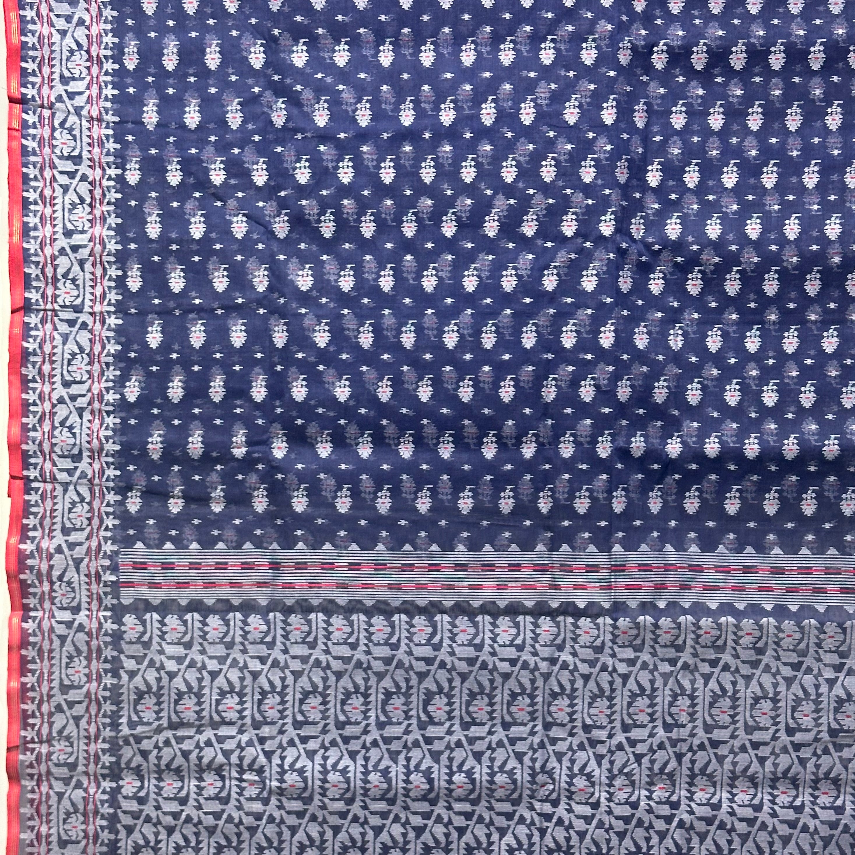 Dark Blue Dhakai Jamdani with Butis
