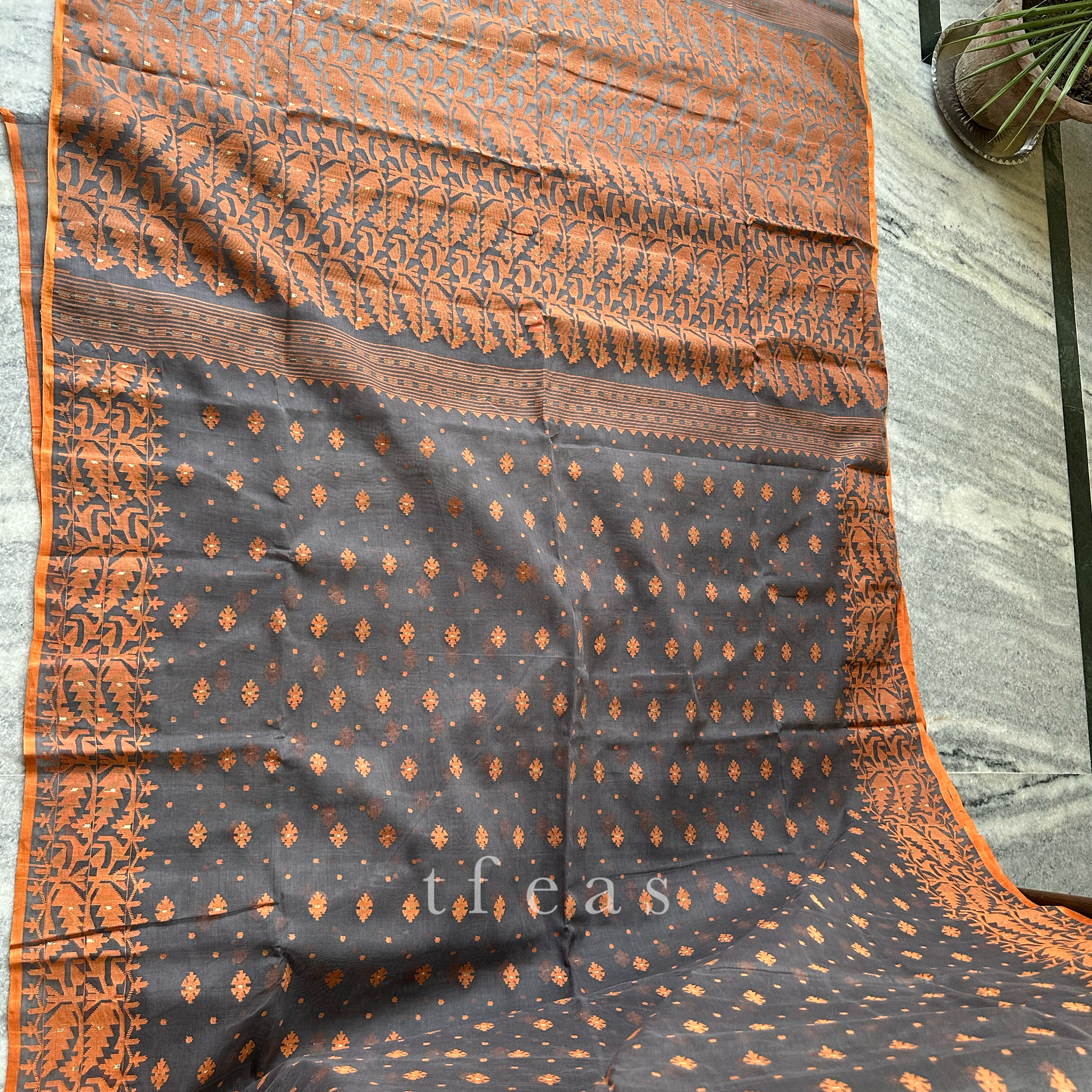 Brown and Rust Dhakai Jamdani