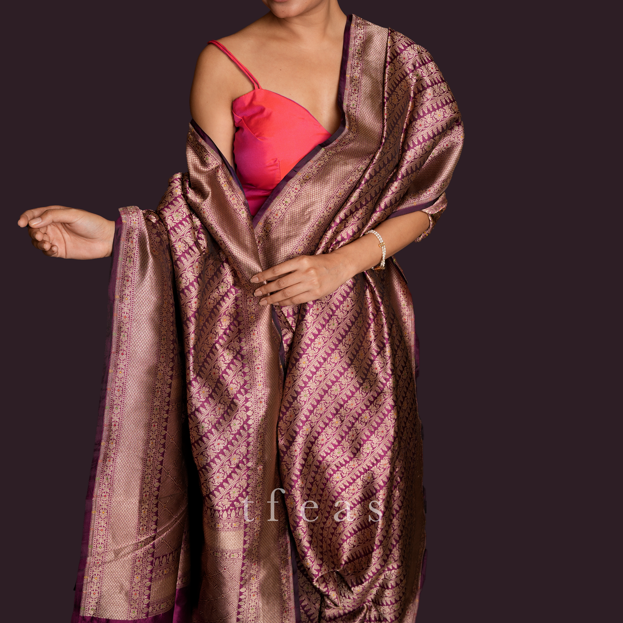 Purple Ada Brocade Benarasi Saree