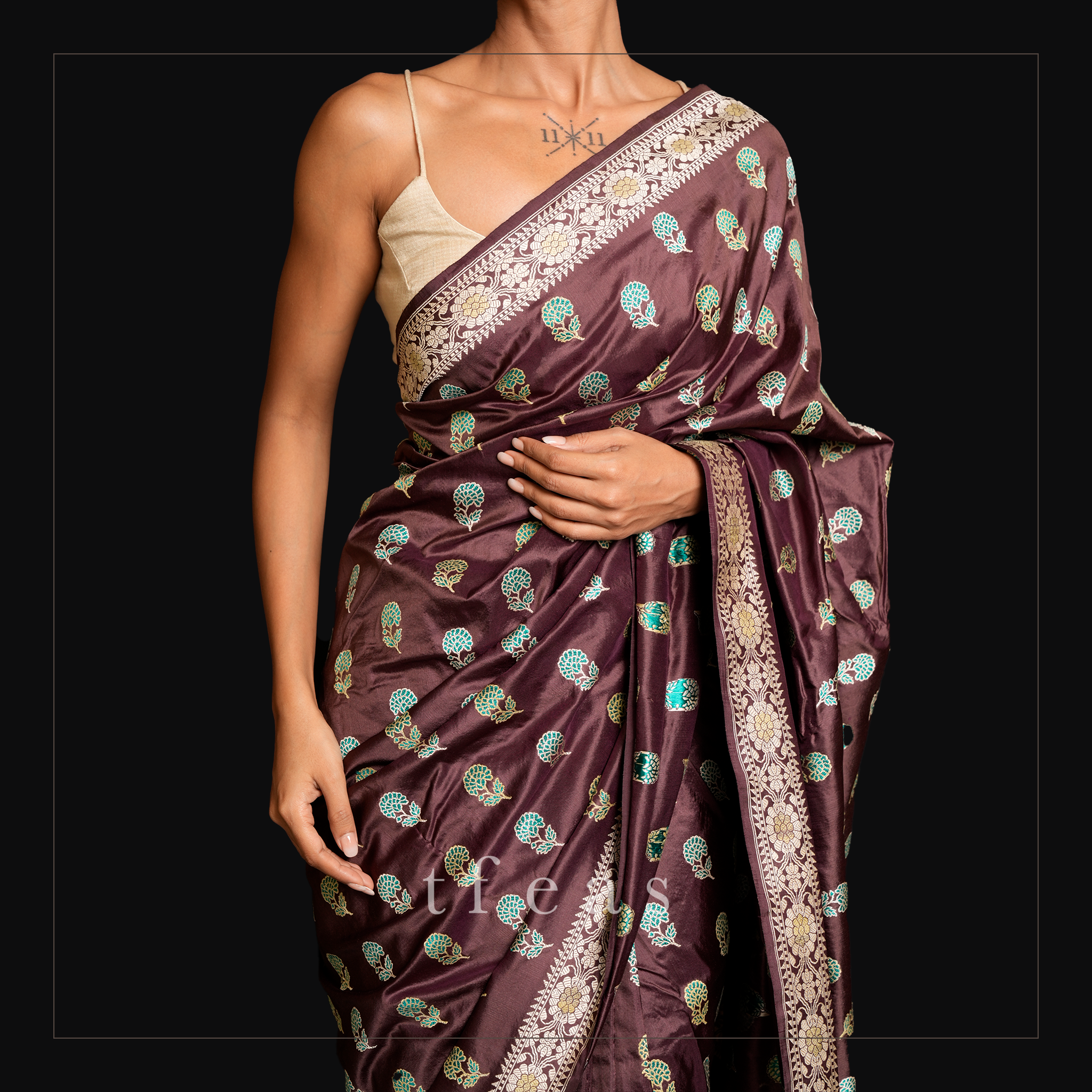 Brown Revival Baluchari Saree