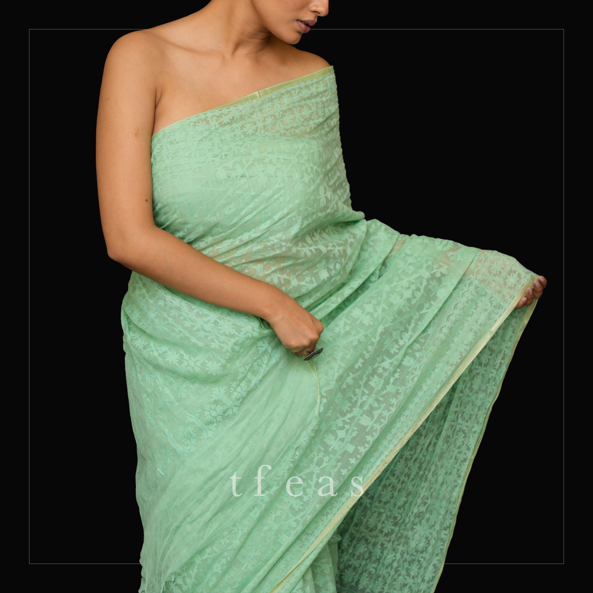 Mint/Sea Green Grand Dhakai Jamdani Saree