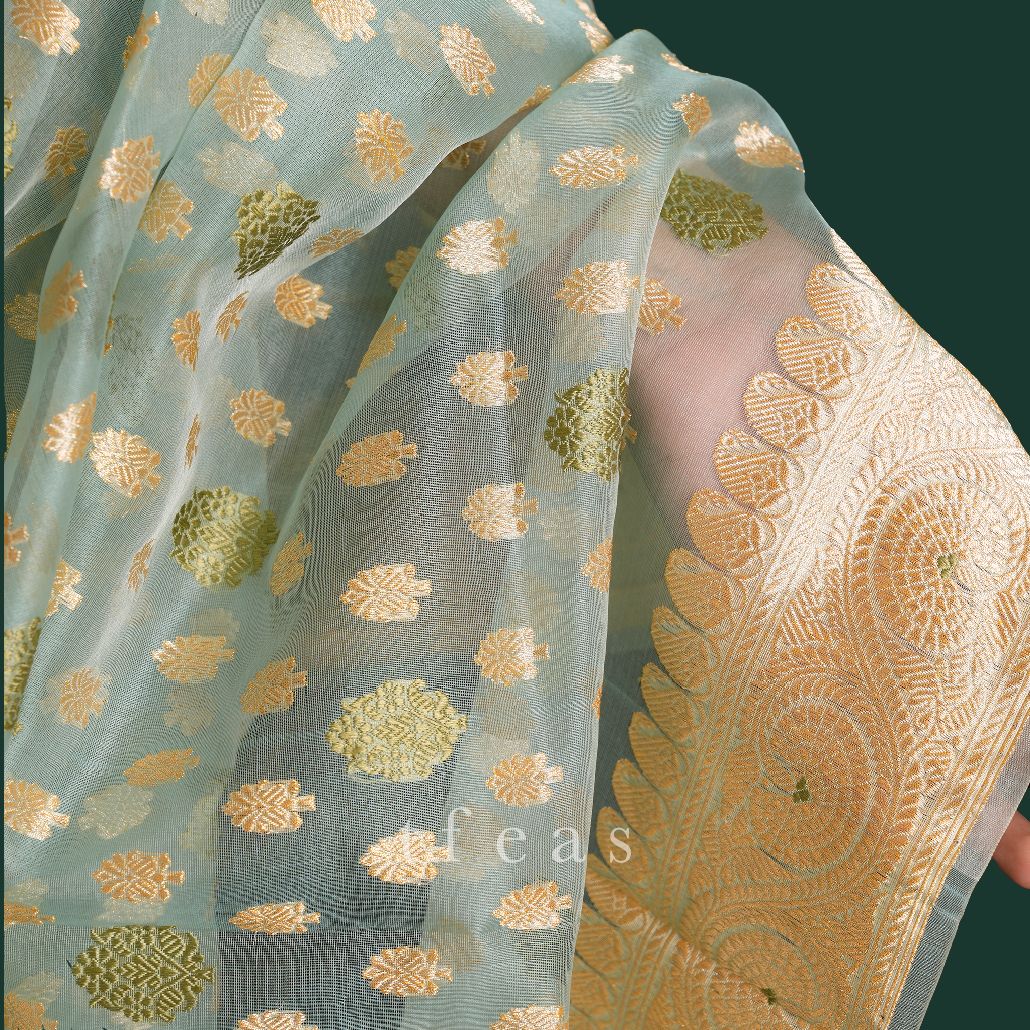 Powder Blue Kora Khadwa Benarasi