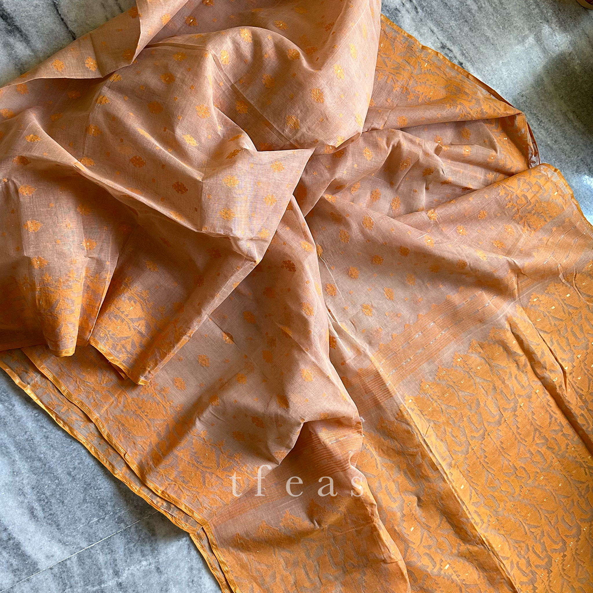 Blush and Orange Dhakai Jamdani
