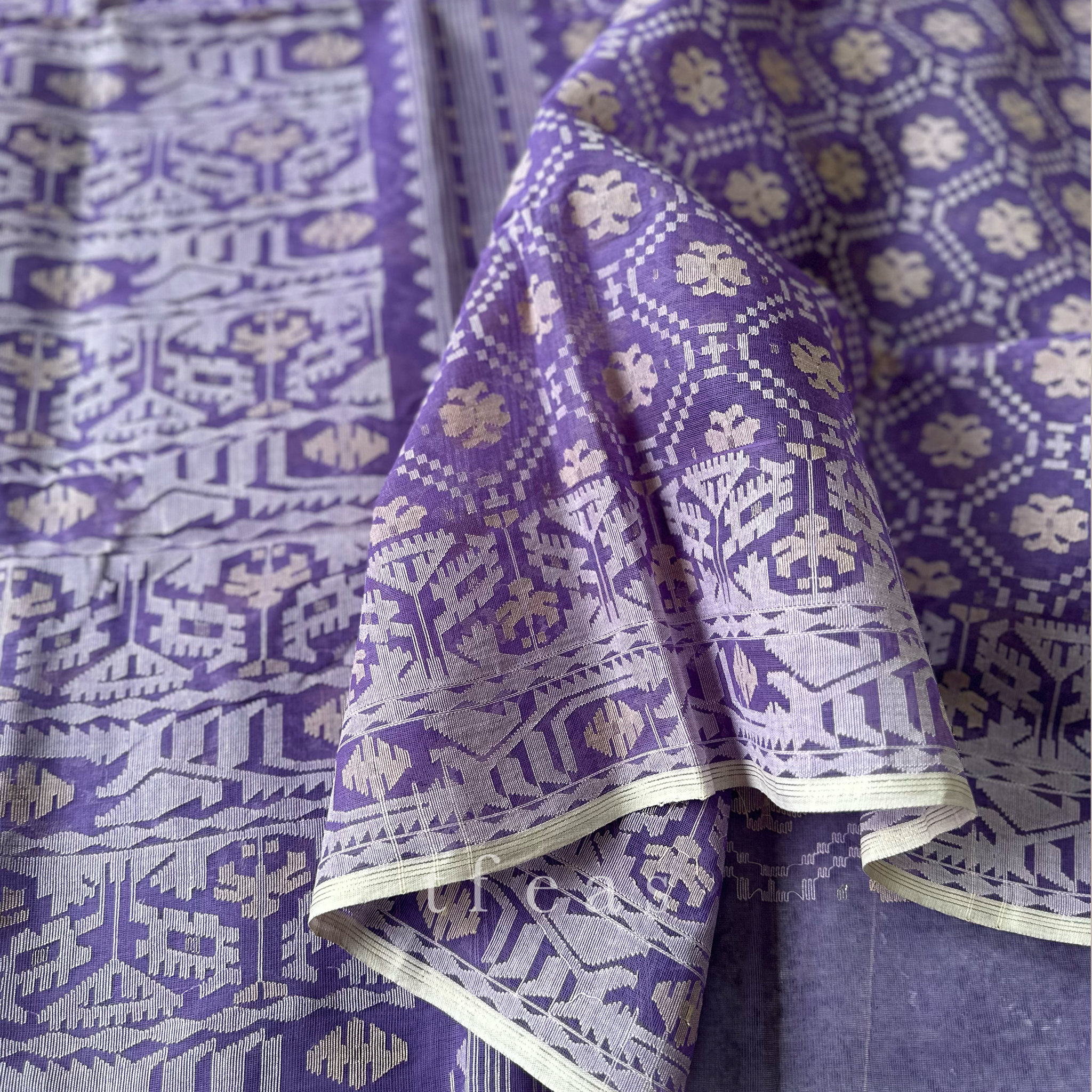 Lavender with Beige Dhakai Jamdani