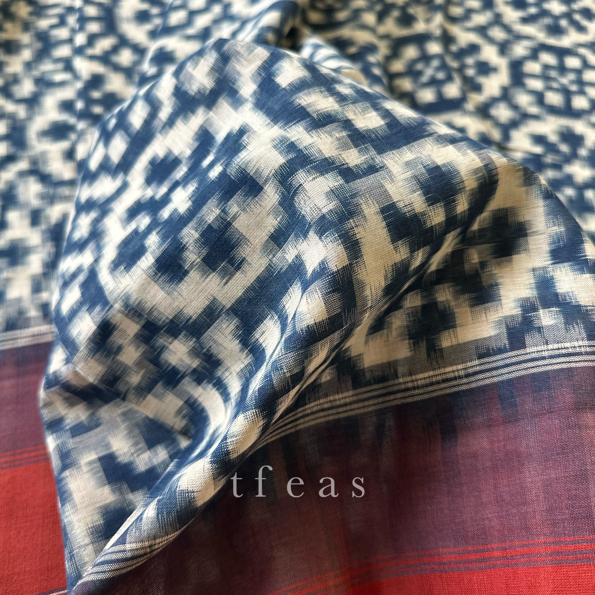 Indigo and Red Natural Dyed Double Ikat