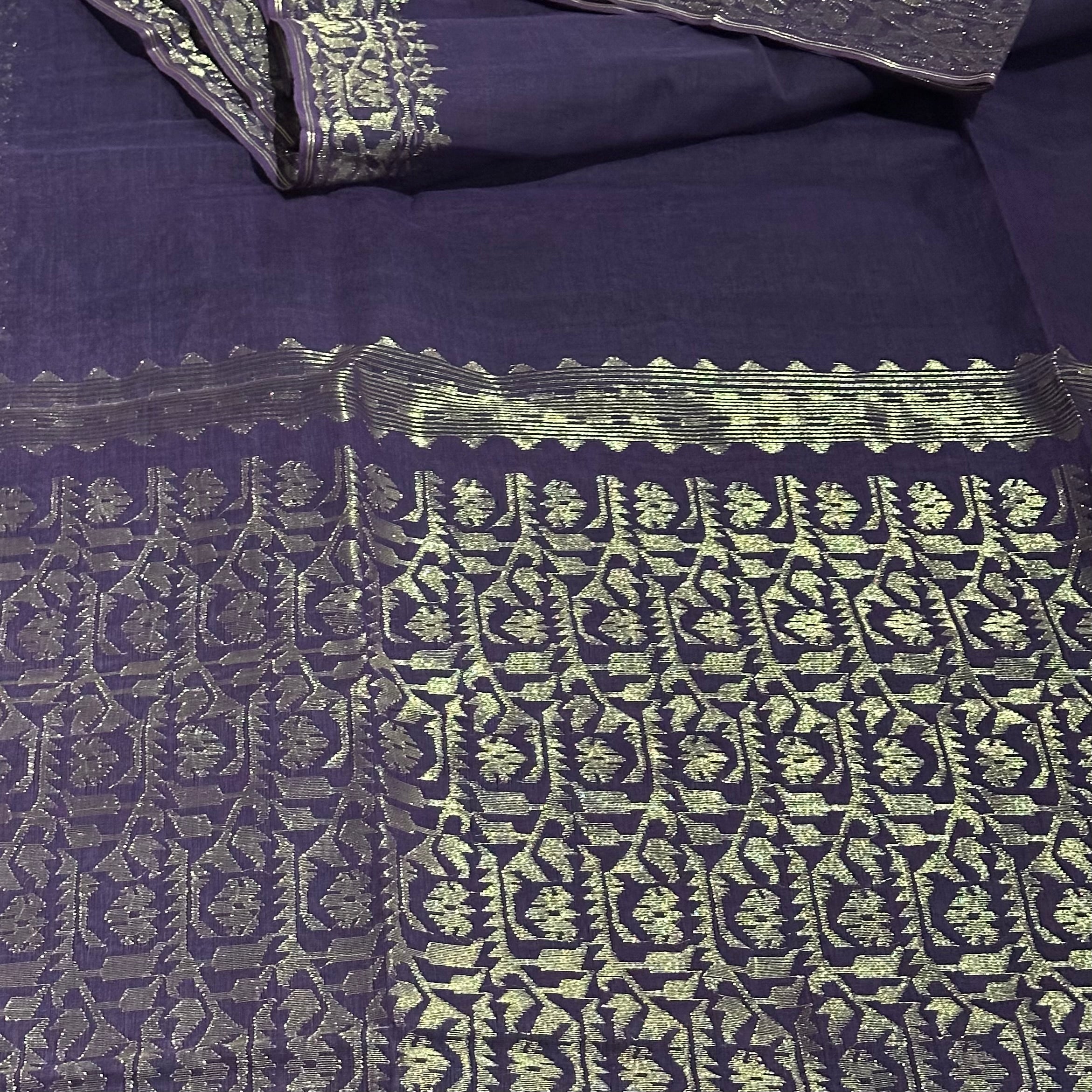 Purple with Golden Dhakai Jamdani