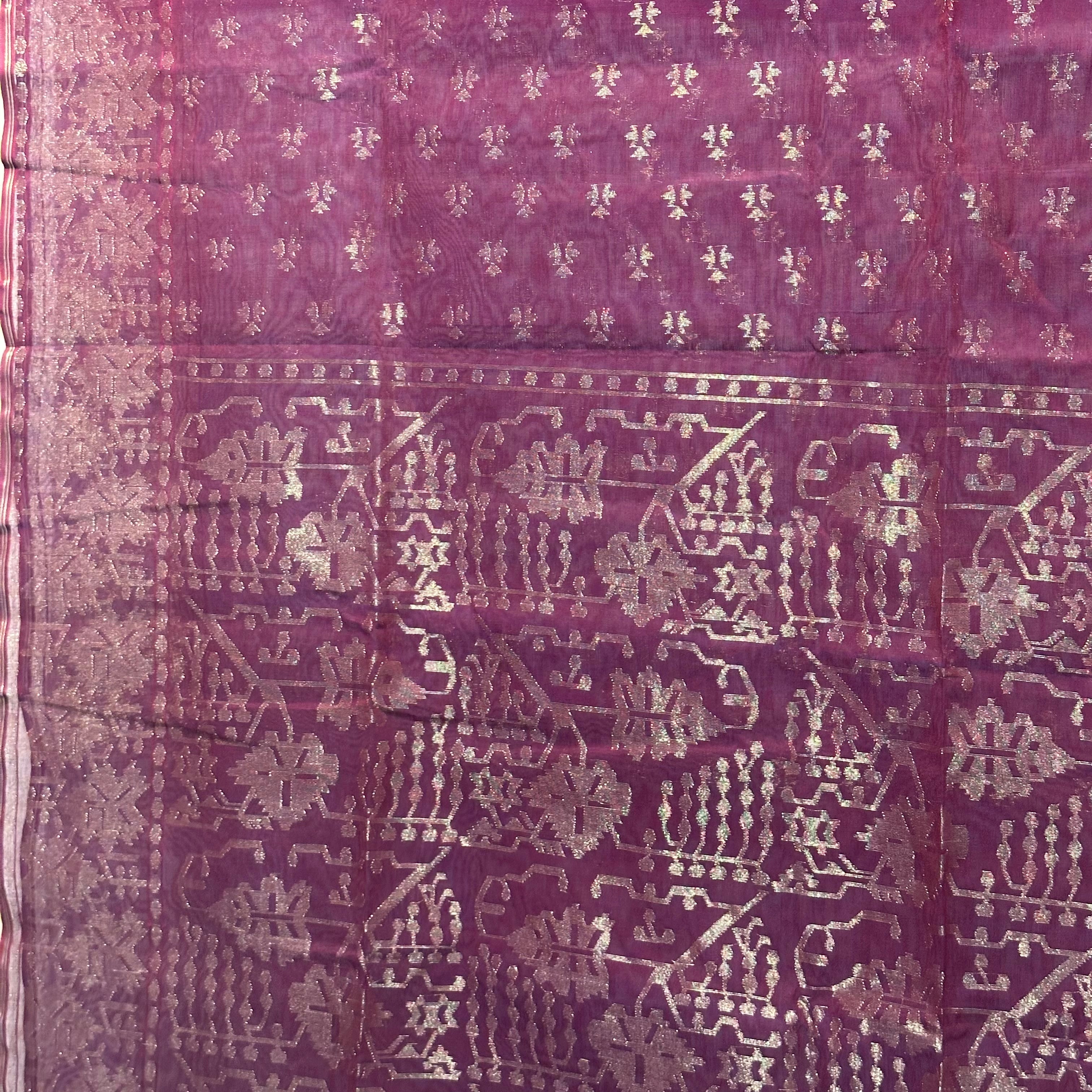 Jamun Angoorlata Dhakai Jamdani Saree (Grapevine)