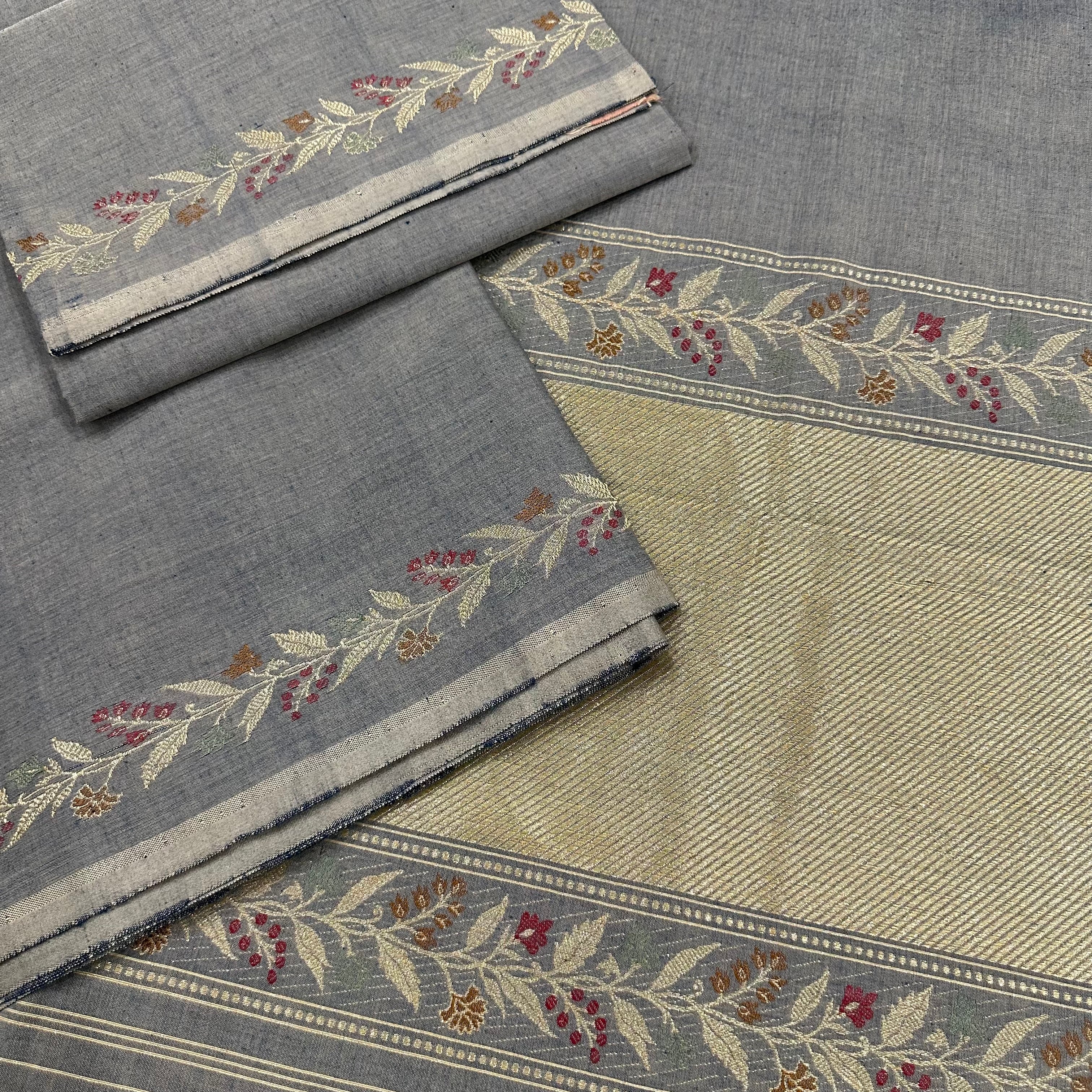 Indigo Natural Dyed Pure Cotton Benarasi