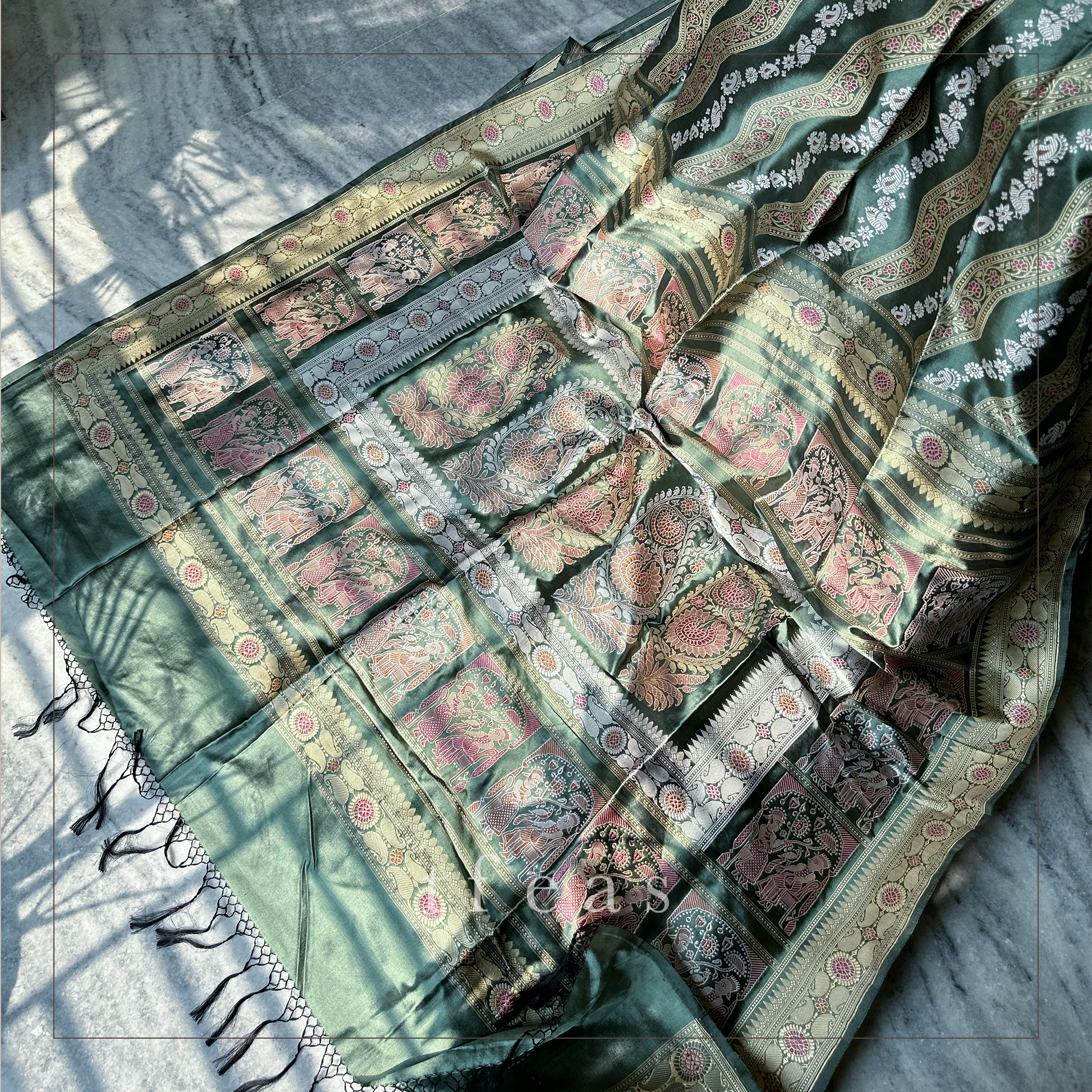 Moss Green Ada Revival Baluchari