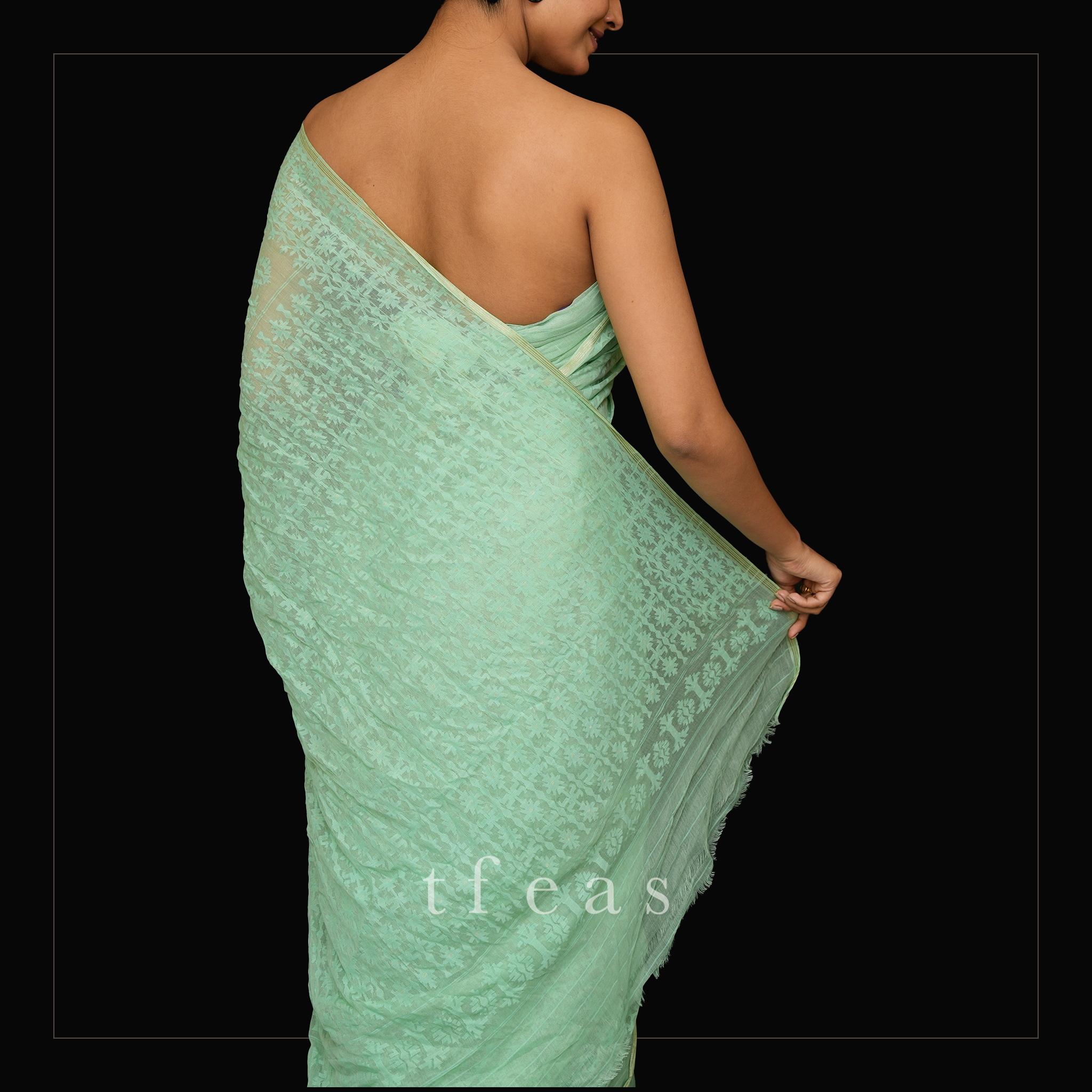 Mint/Sea Green Grand Dhakai Jamdani Saree