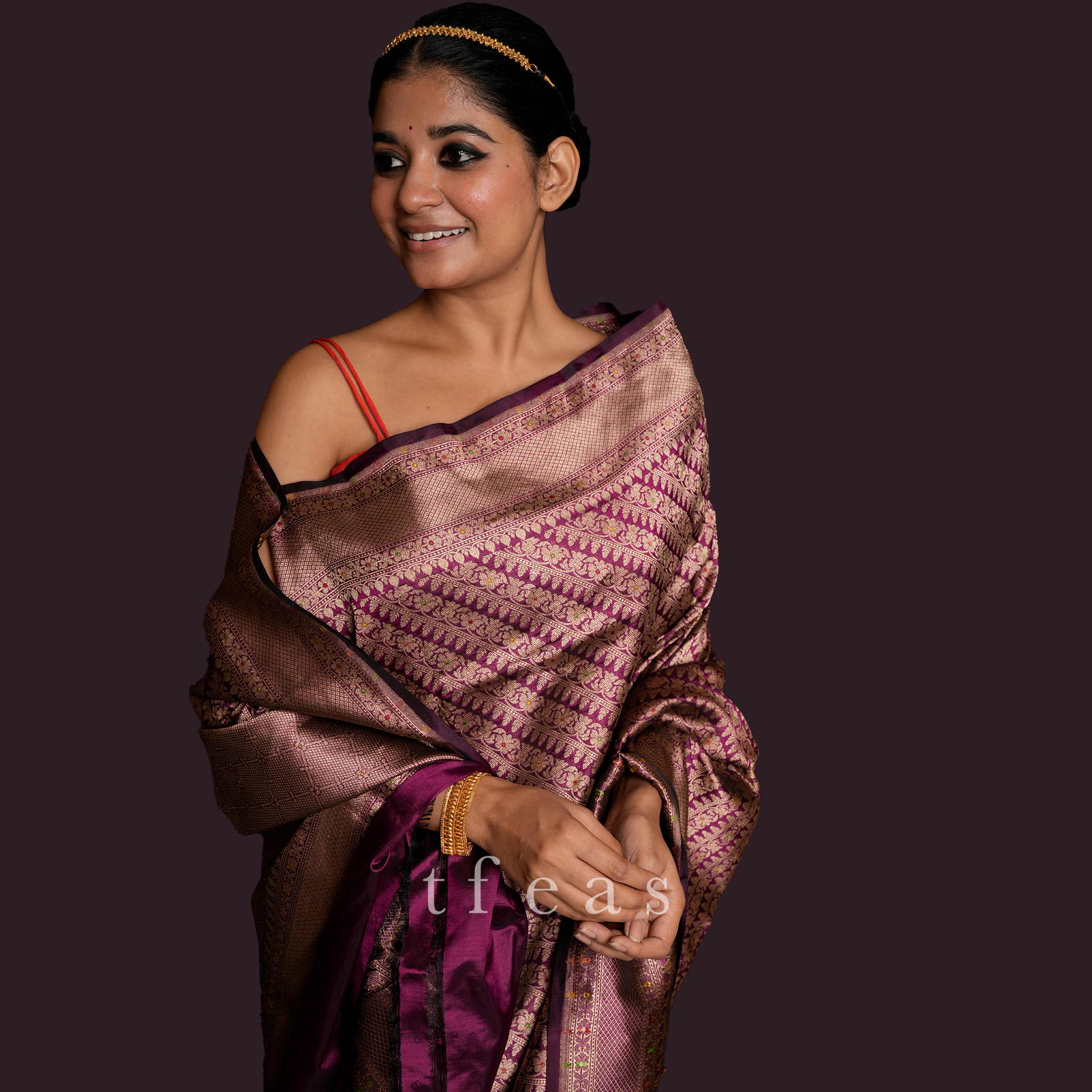 Purple Ada Brocade Benarasi Saree