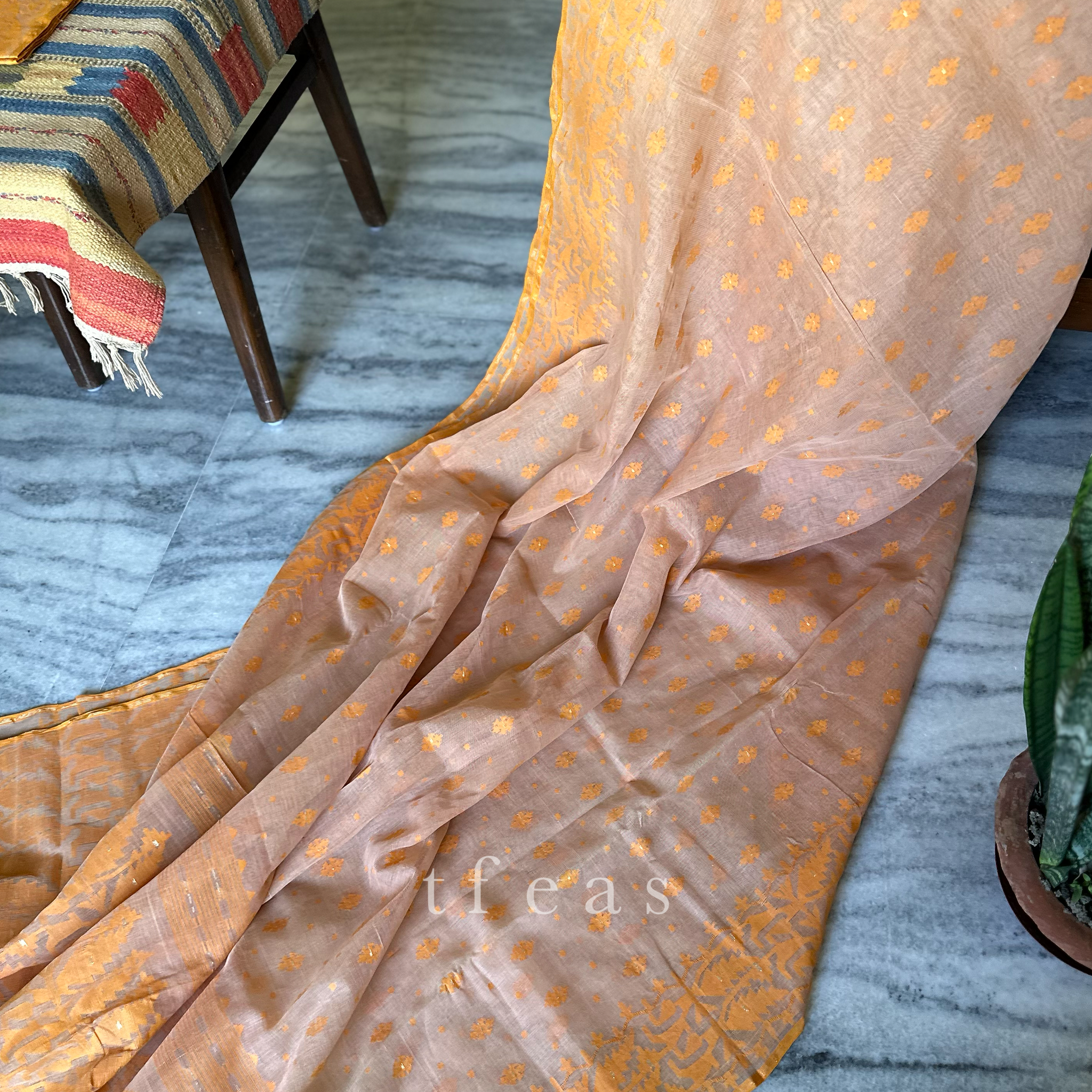 Blush and Orange Dhakai Jamdani