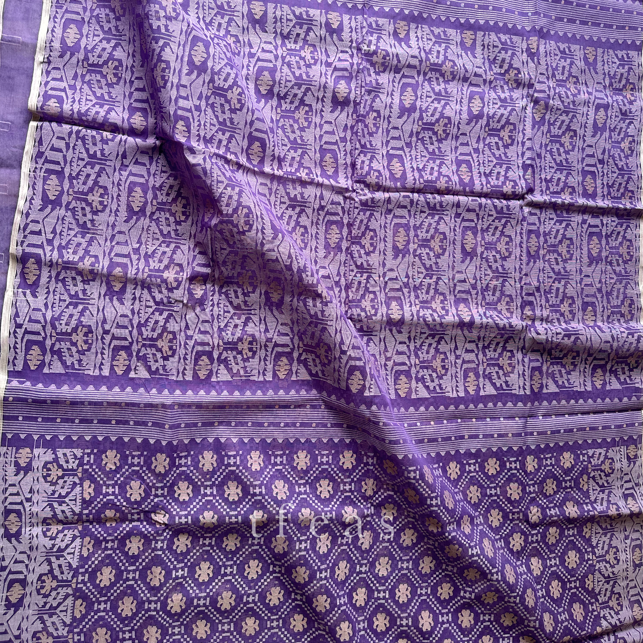Lavender with Beige Dhakai Jamdani