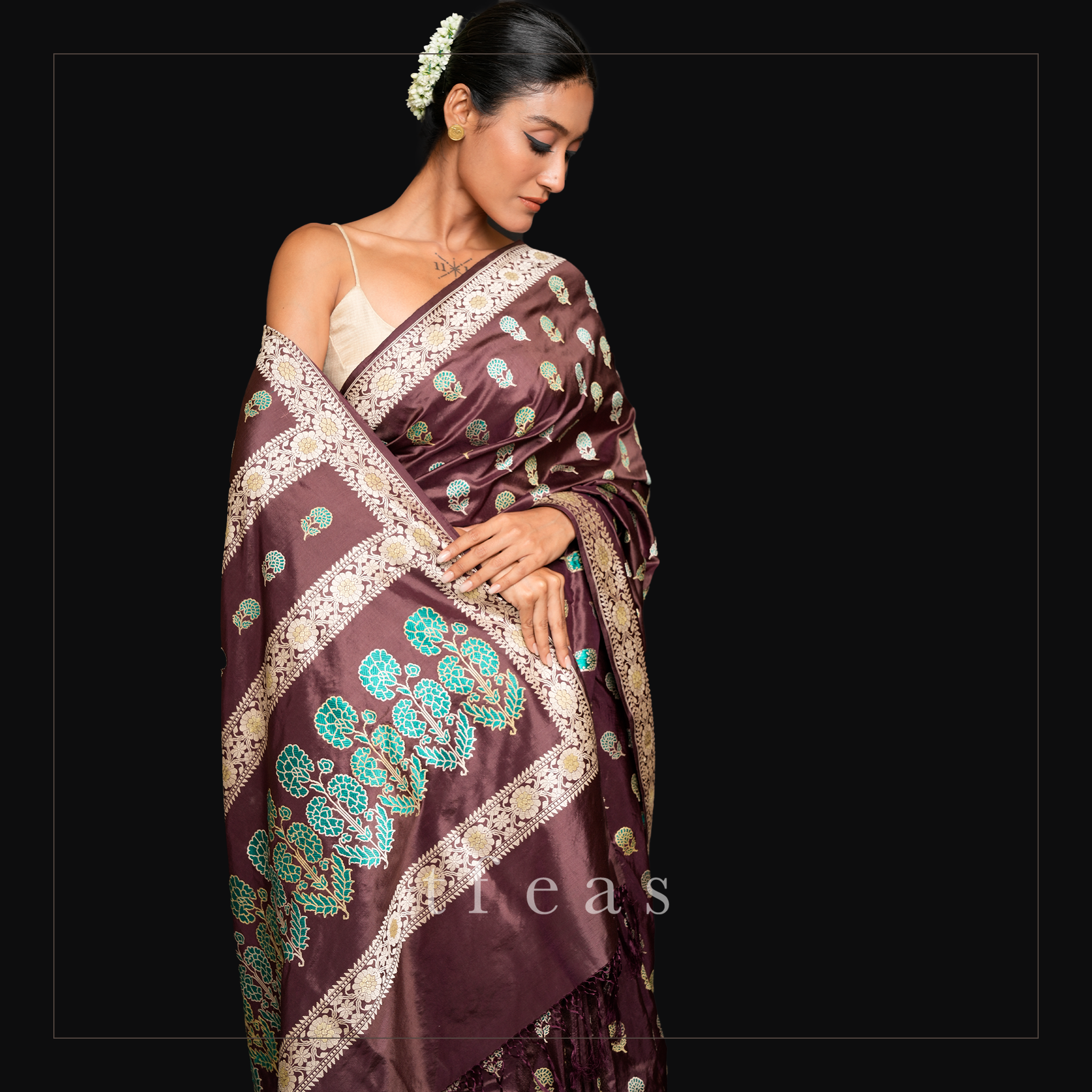 Brown Revival Baluchari Saree