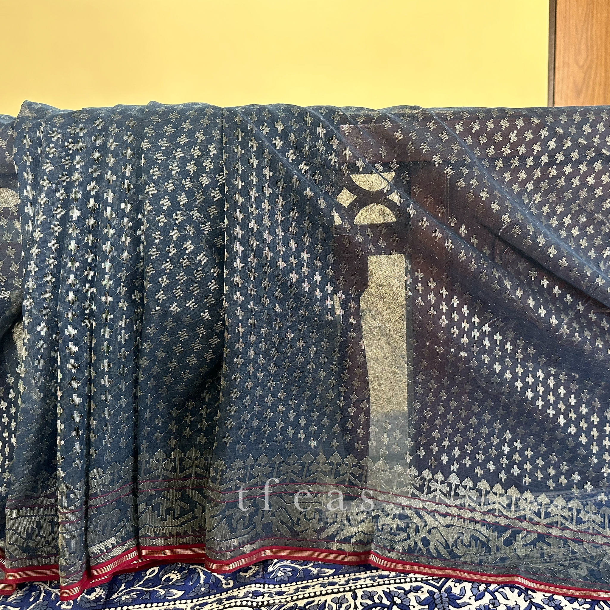 Indigo and Silver Grand Dhakai Jamdani