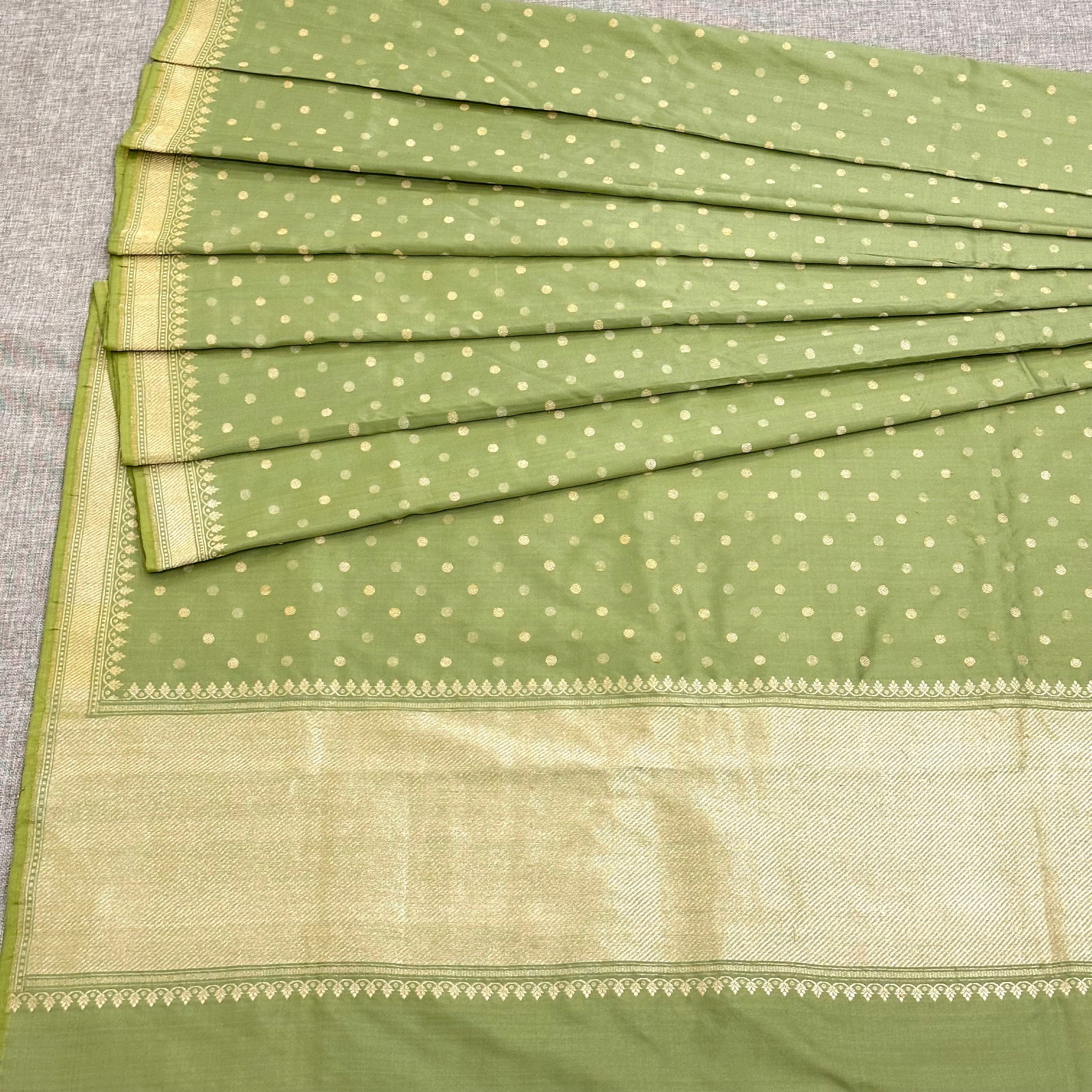 Light Green Polka Khadwa Benarasi