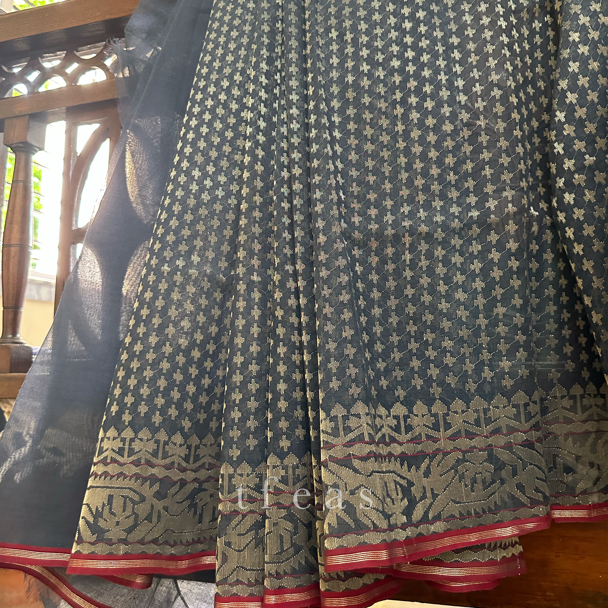 Indigo and Silver Grand Dhakai Jamdani