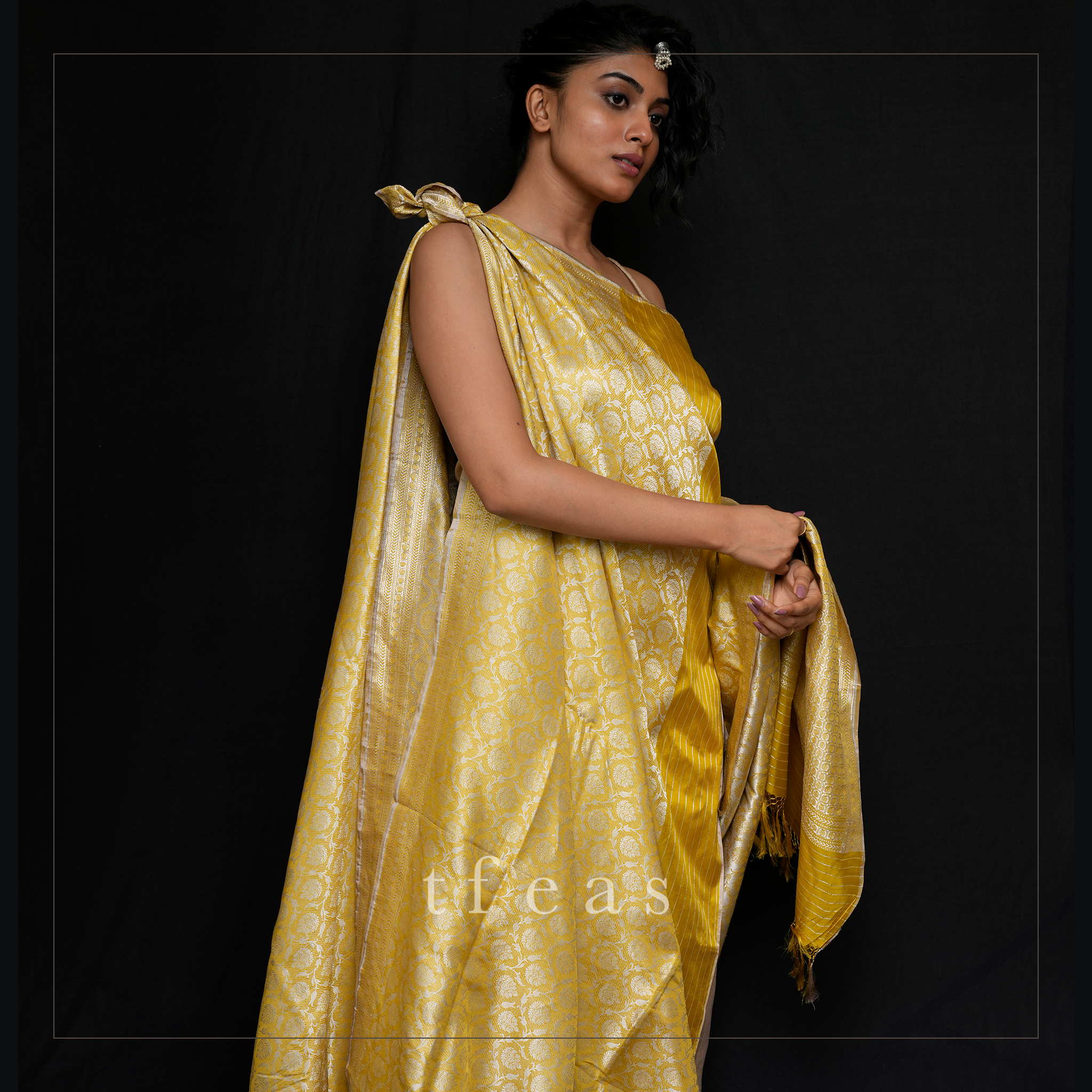 Mustard and Silver Revival Benarasi Saree