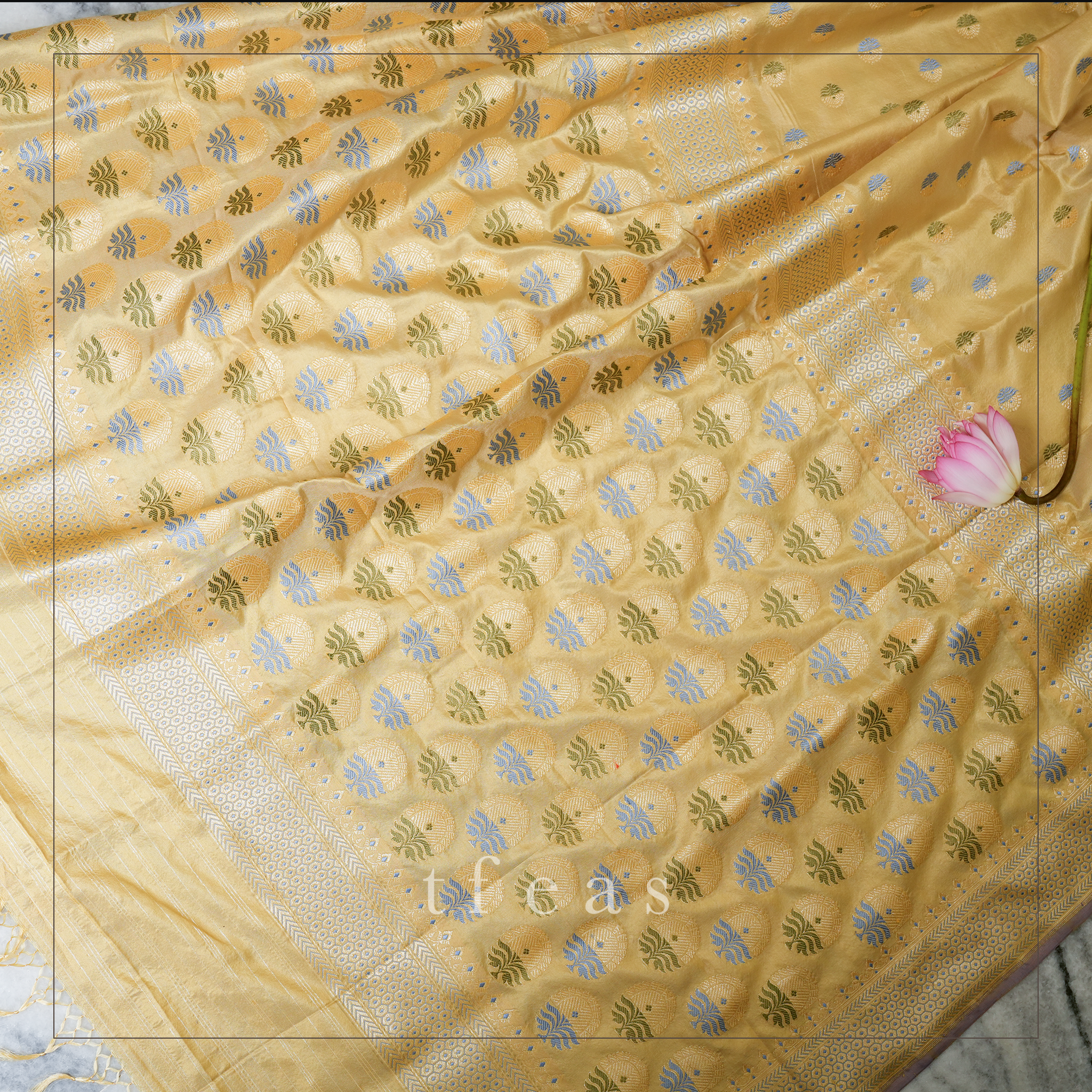 Natural Dyed Benarasi with Latifa Minakari Khadwa Buti