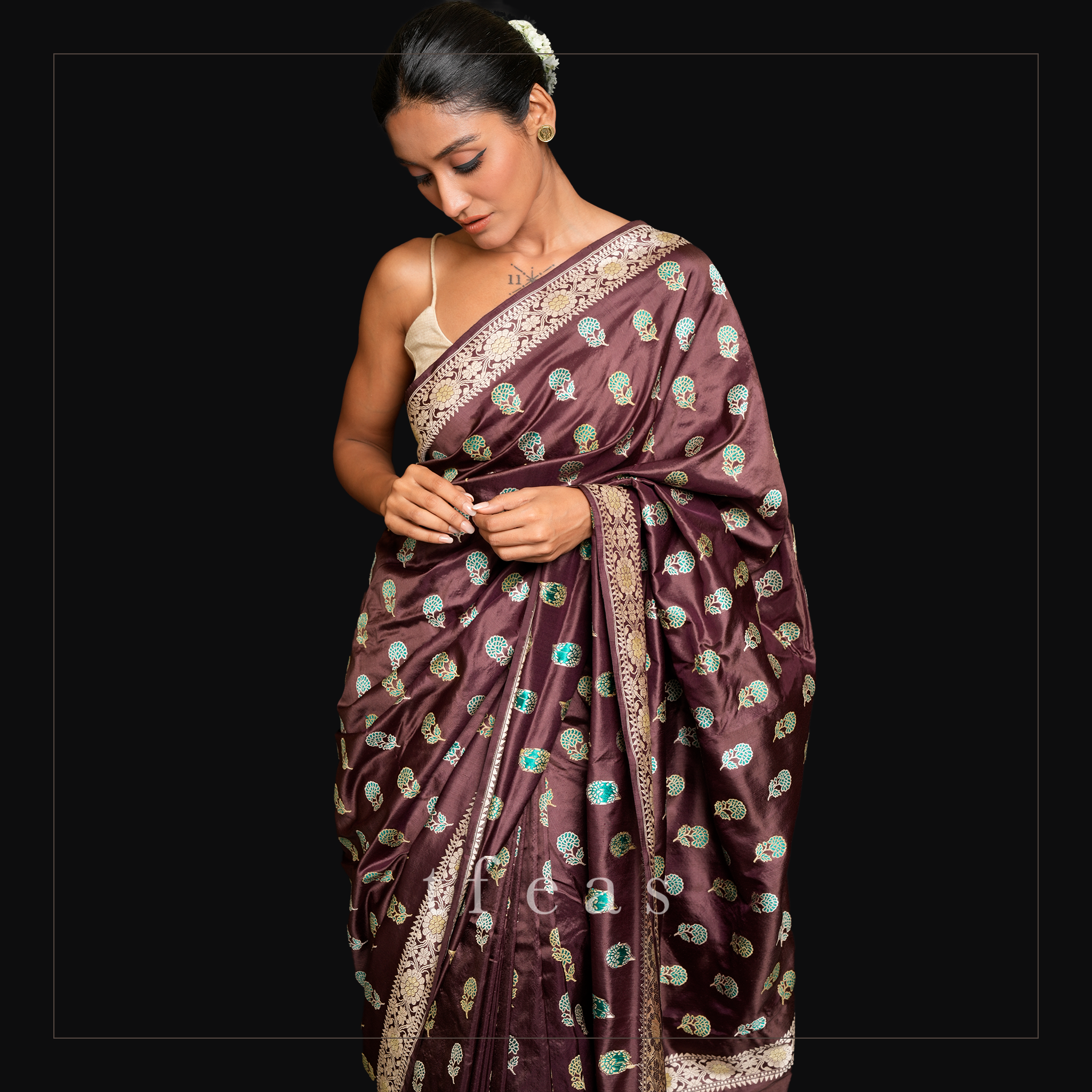 Brown Revival Baluchari Saree