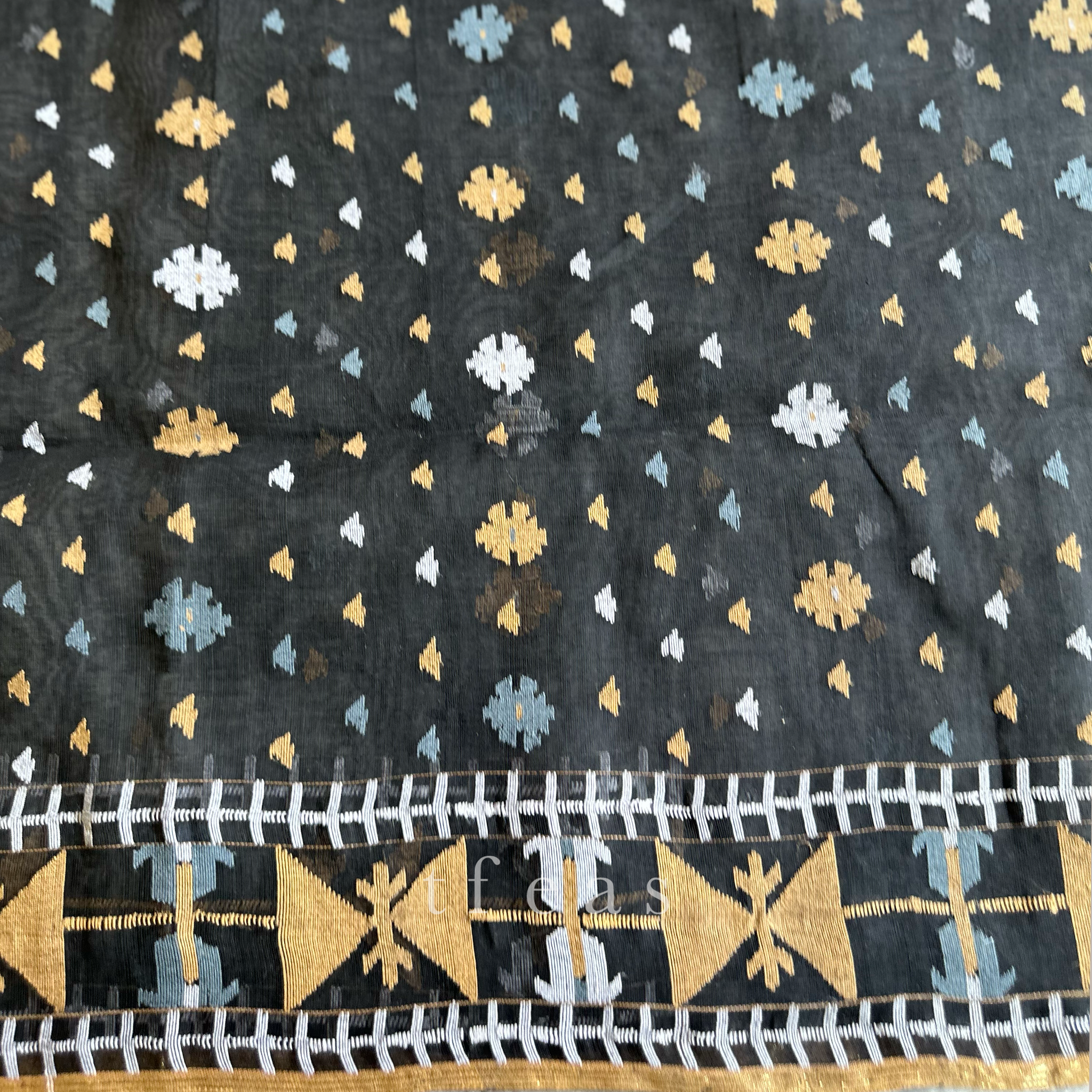 Black, Grey and Ochre Dhakai Jamdani