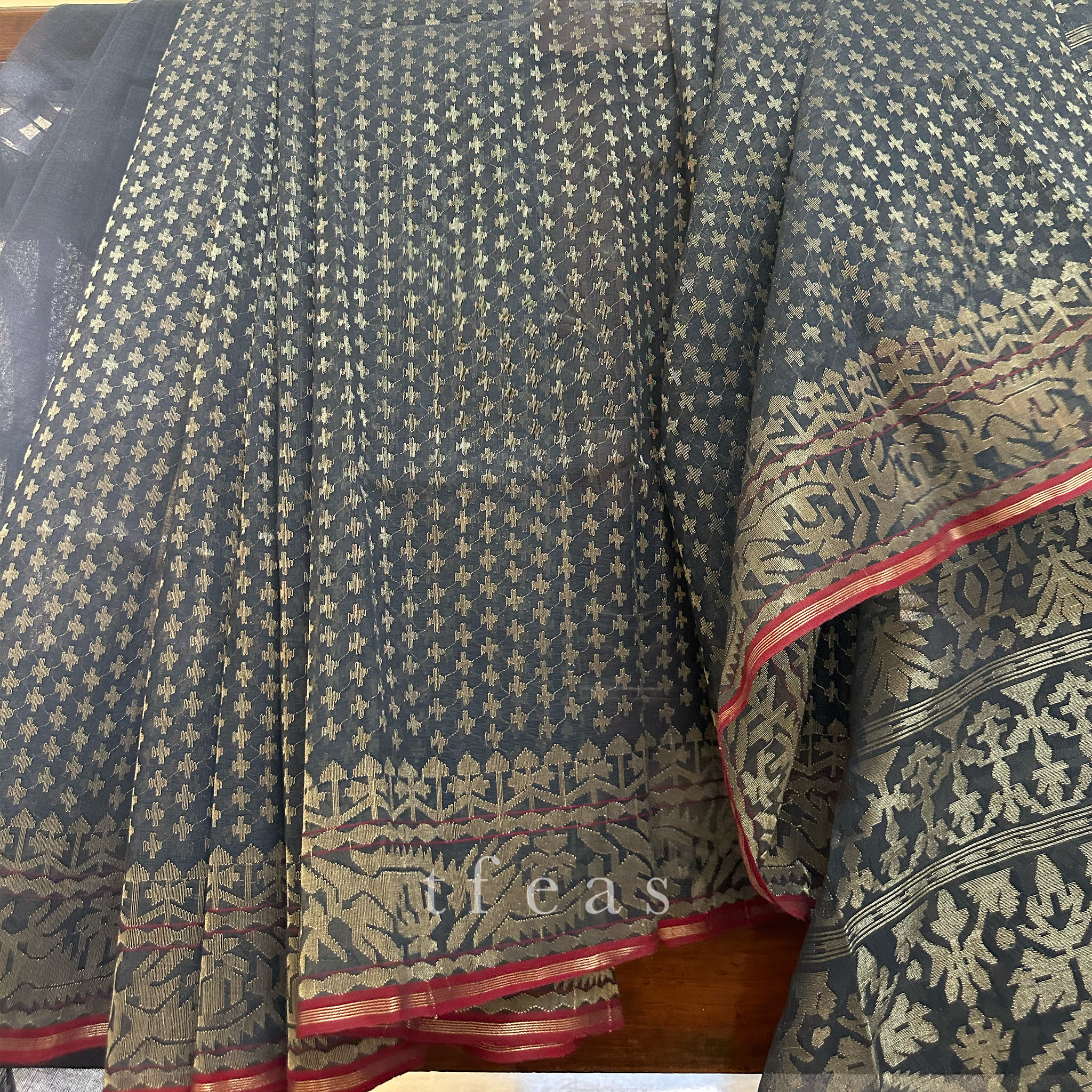 Indigo and Silver Grand Dhakai Jamdani