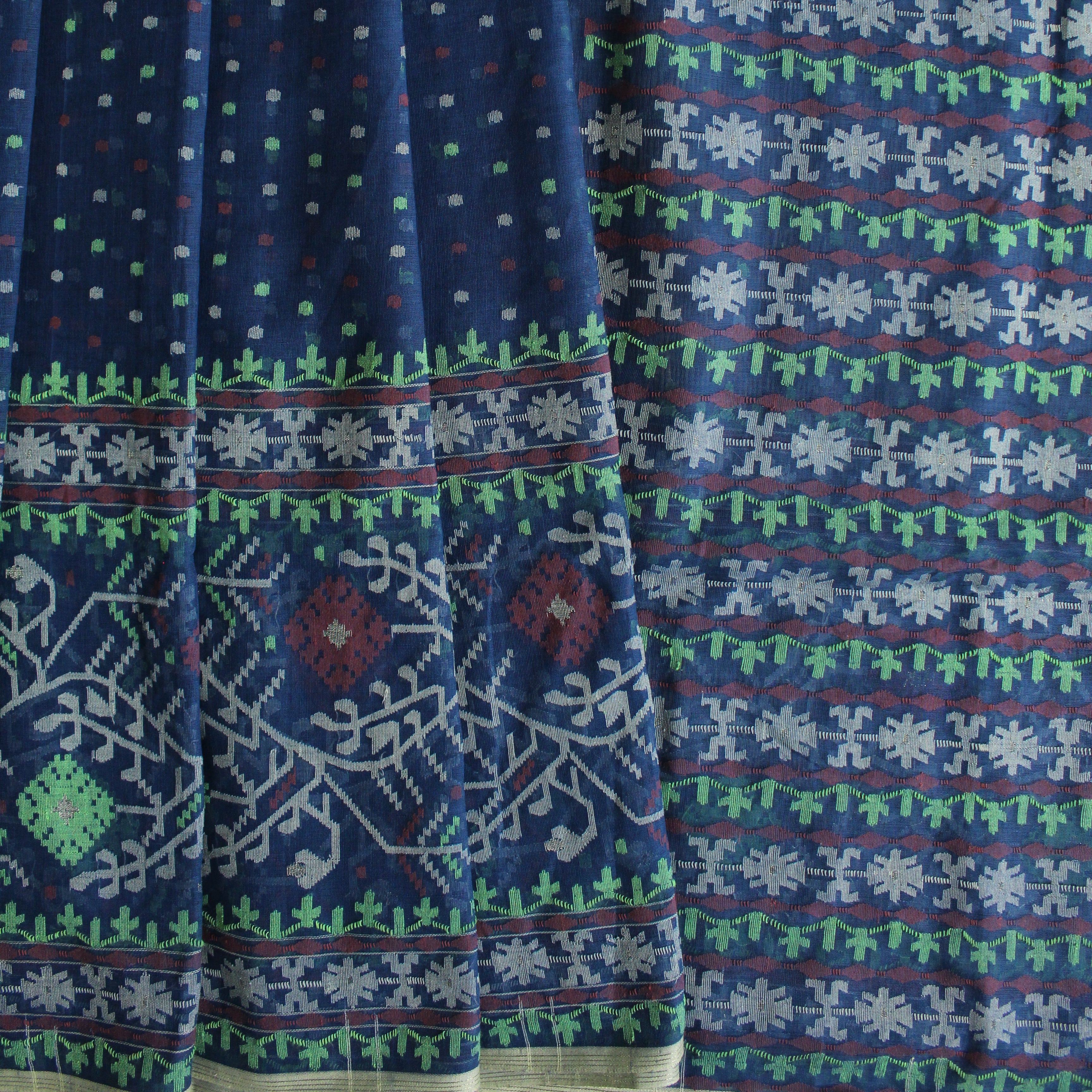 Blue Handwoven Dhakai Jamdani Saree